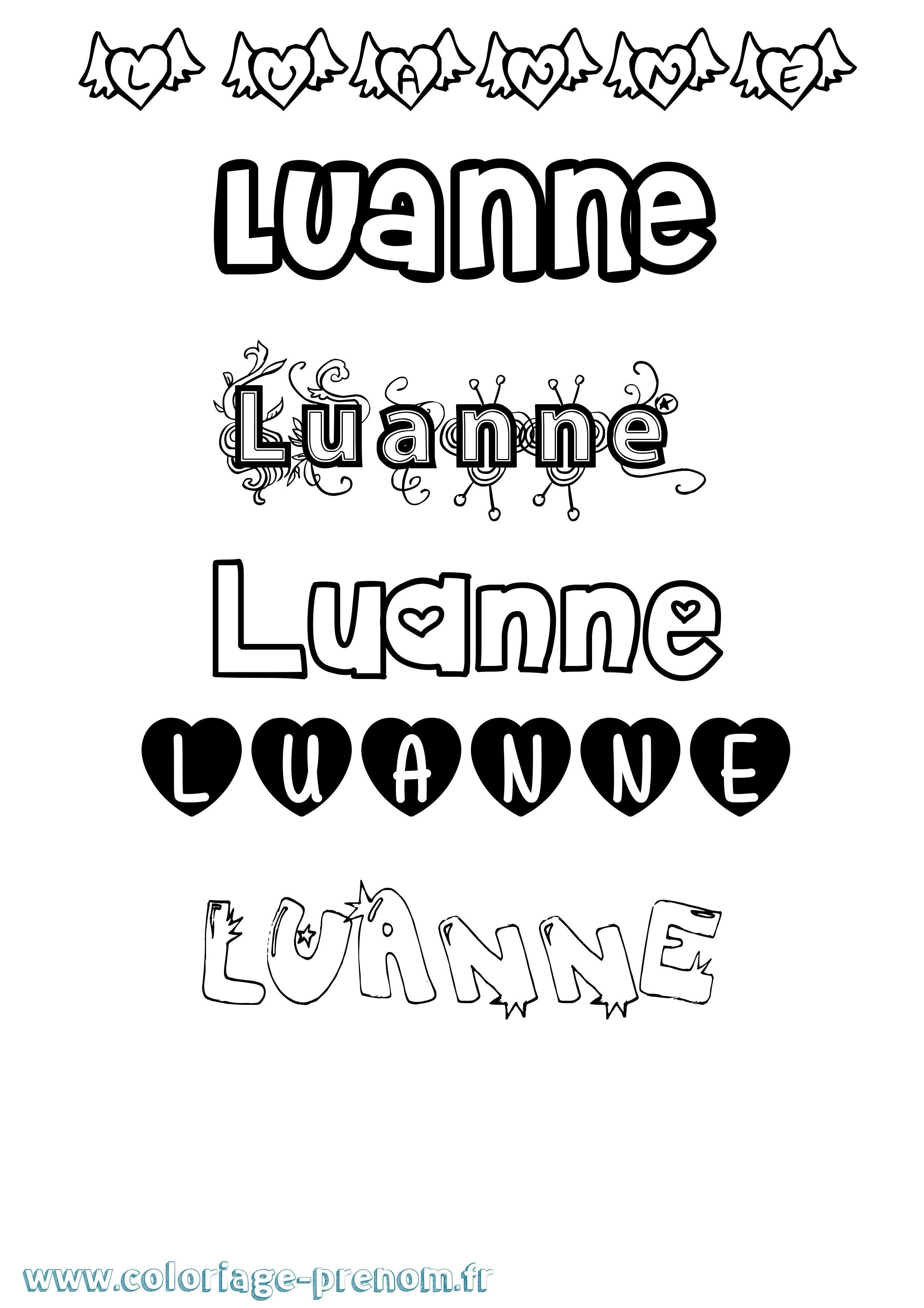 Coloriage prénom Luanne Girly