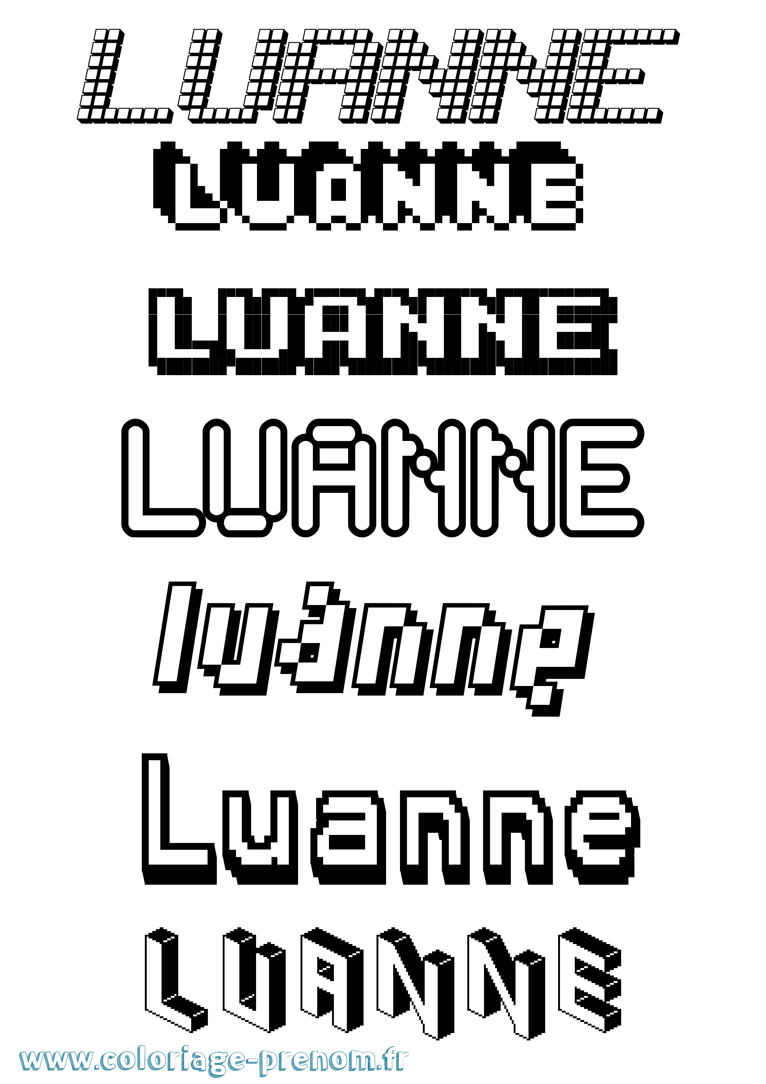 Coloriage prénom Luanne Pixel