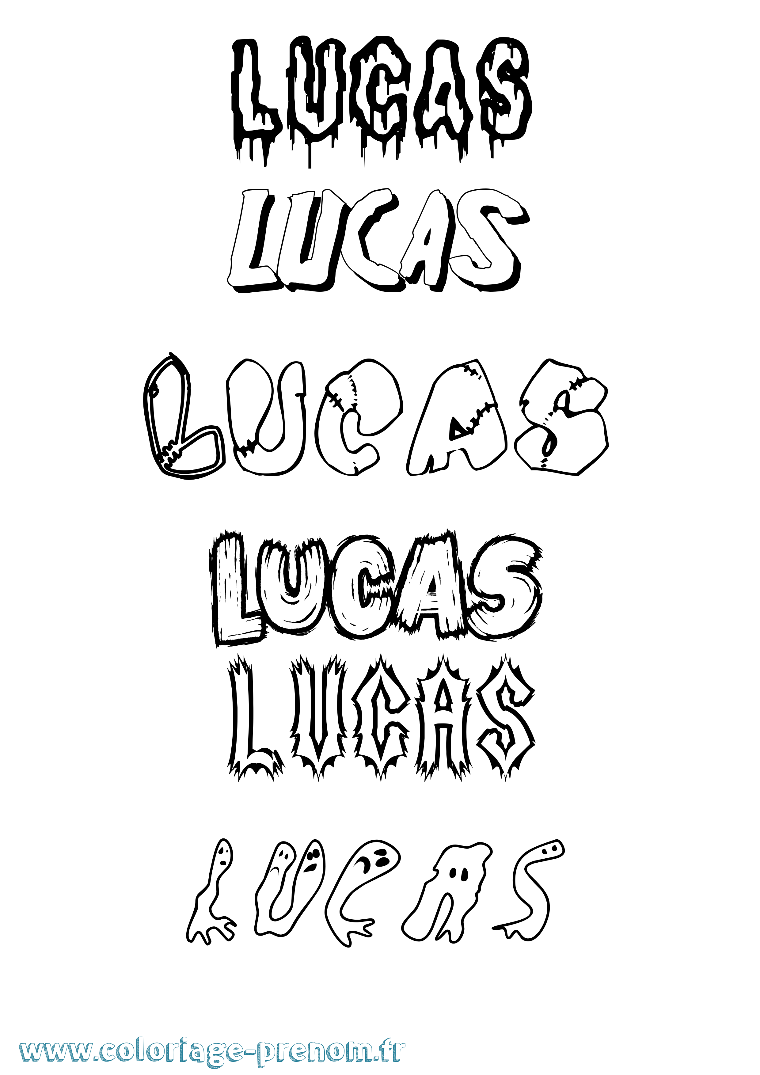 Coloriage prénom Lucas Frisson