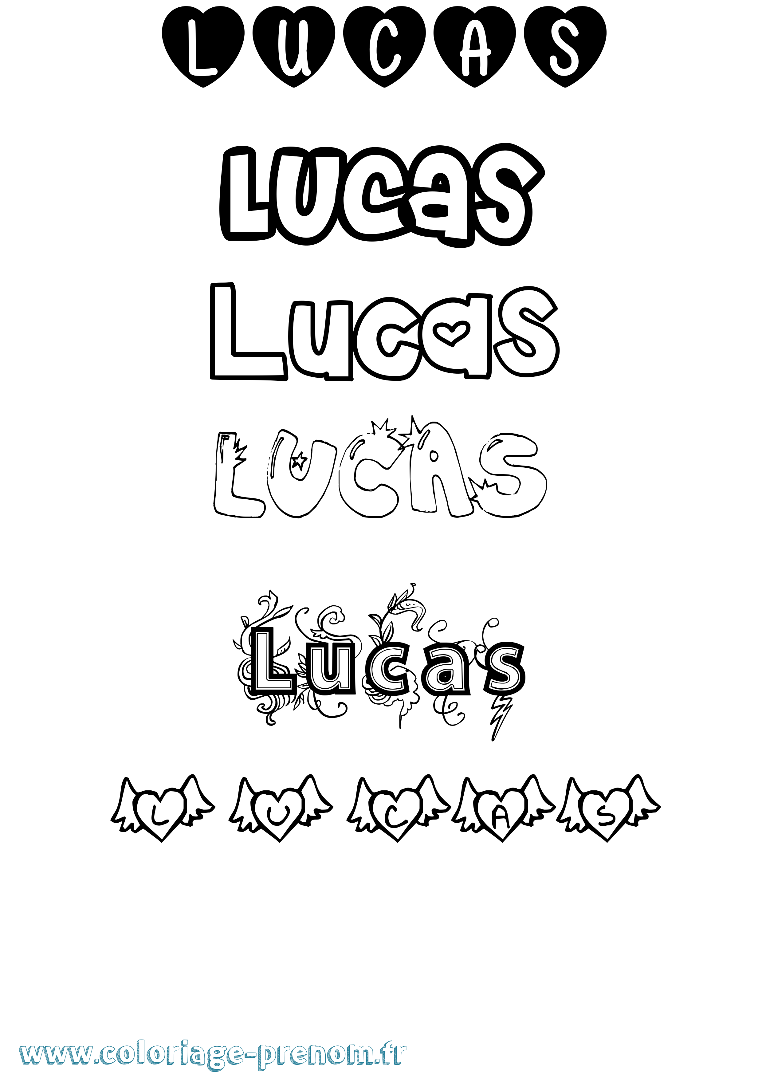 Coloriage prénom Lucas Girly