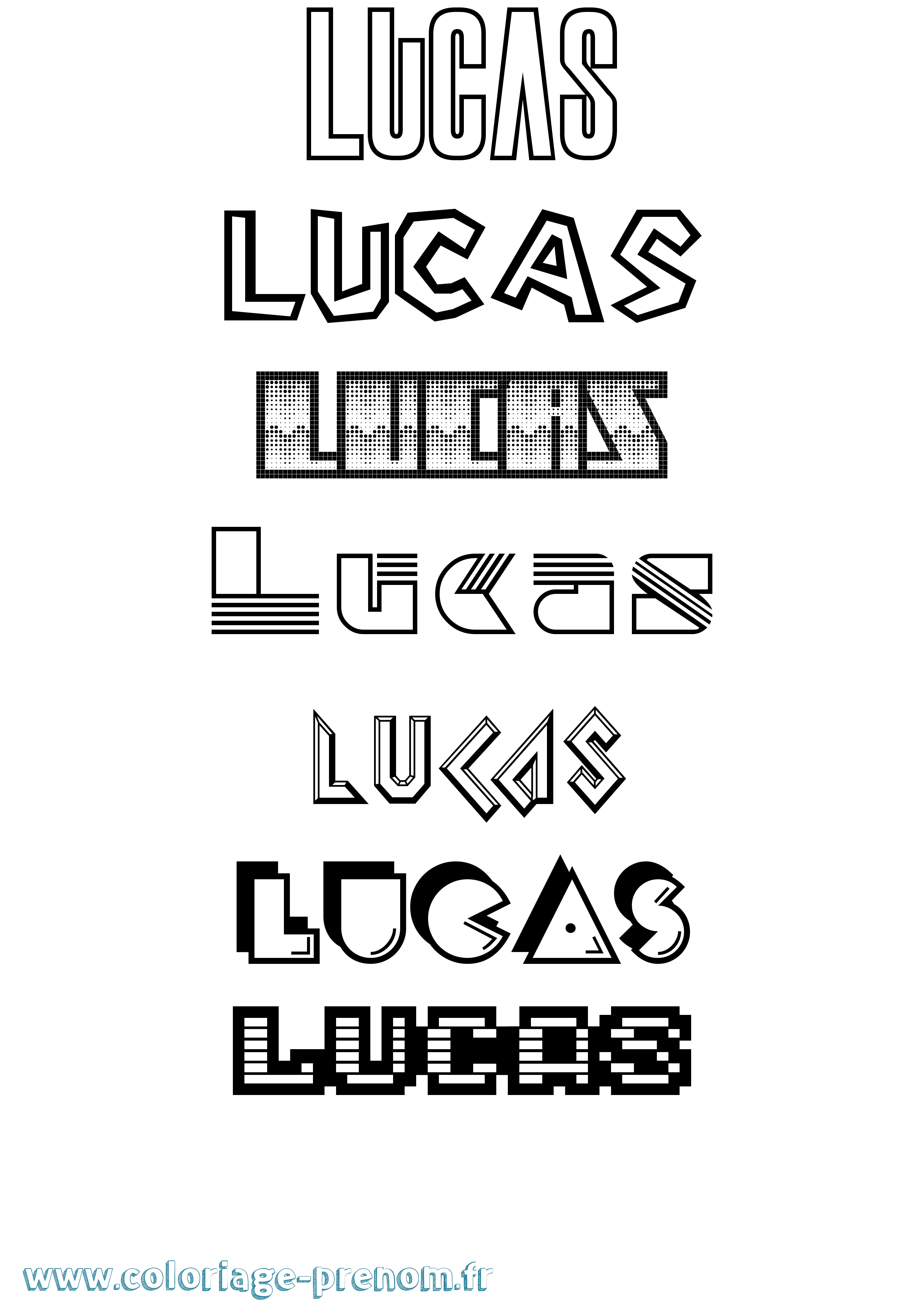 Coloriage prénom Lucas Jeux Vidéos