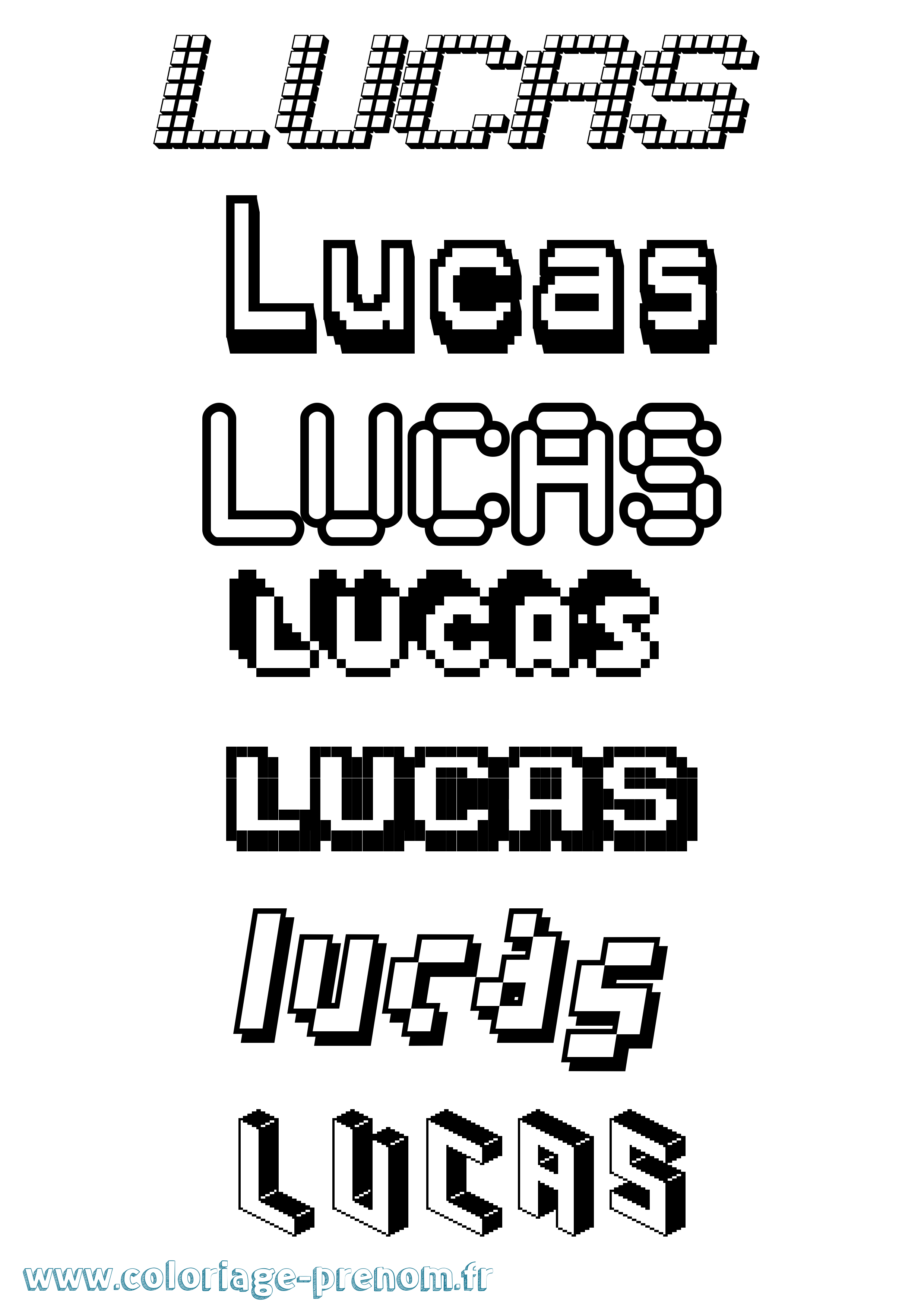 Coloriage prénom Lucas Pixel