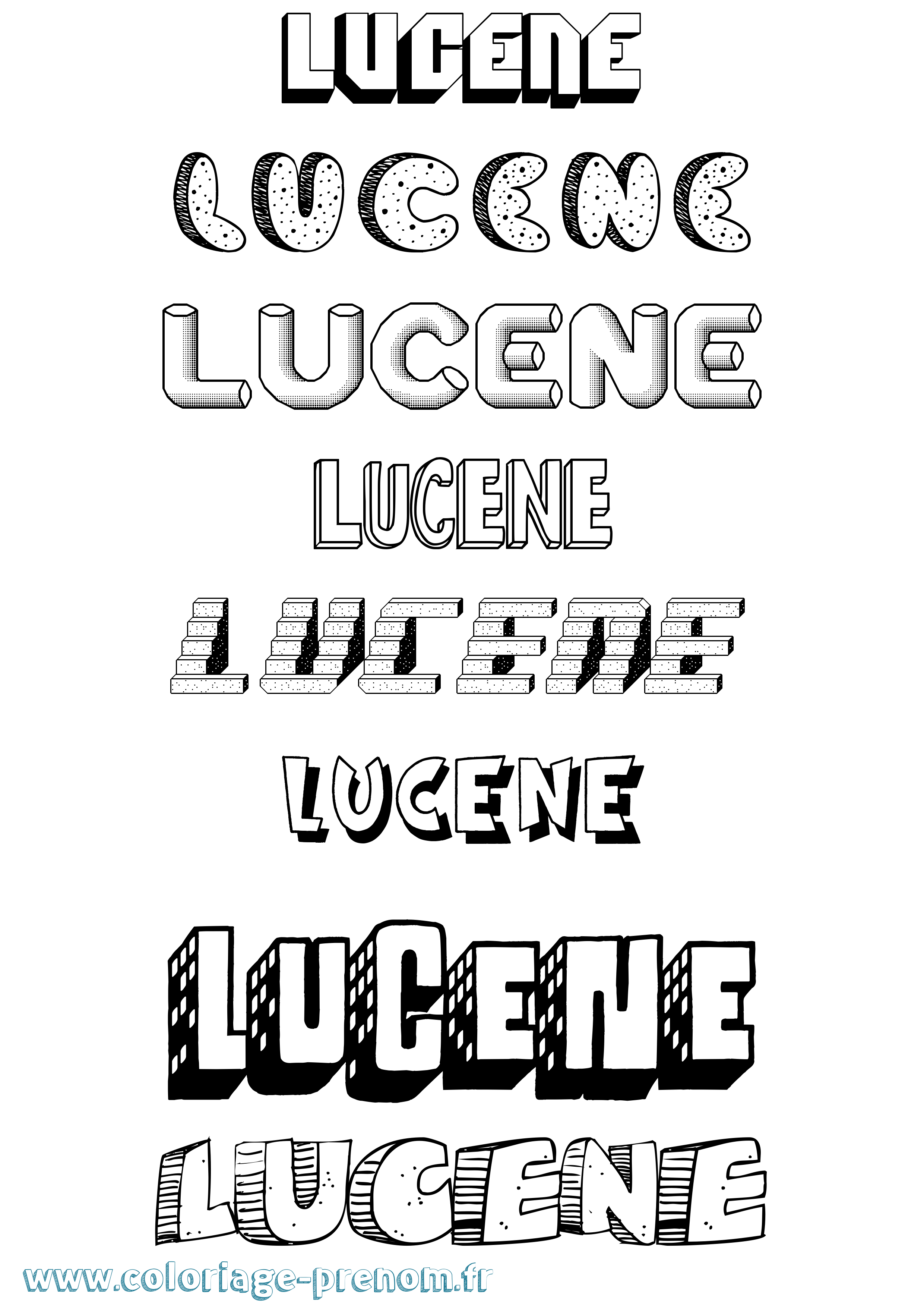 Coloriage prénom Lucene Effet 3D