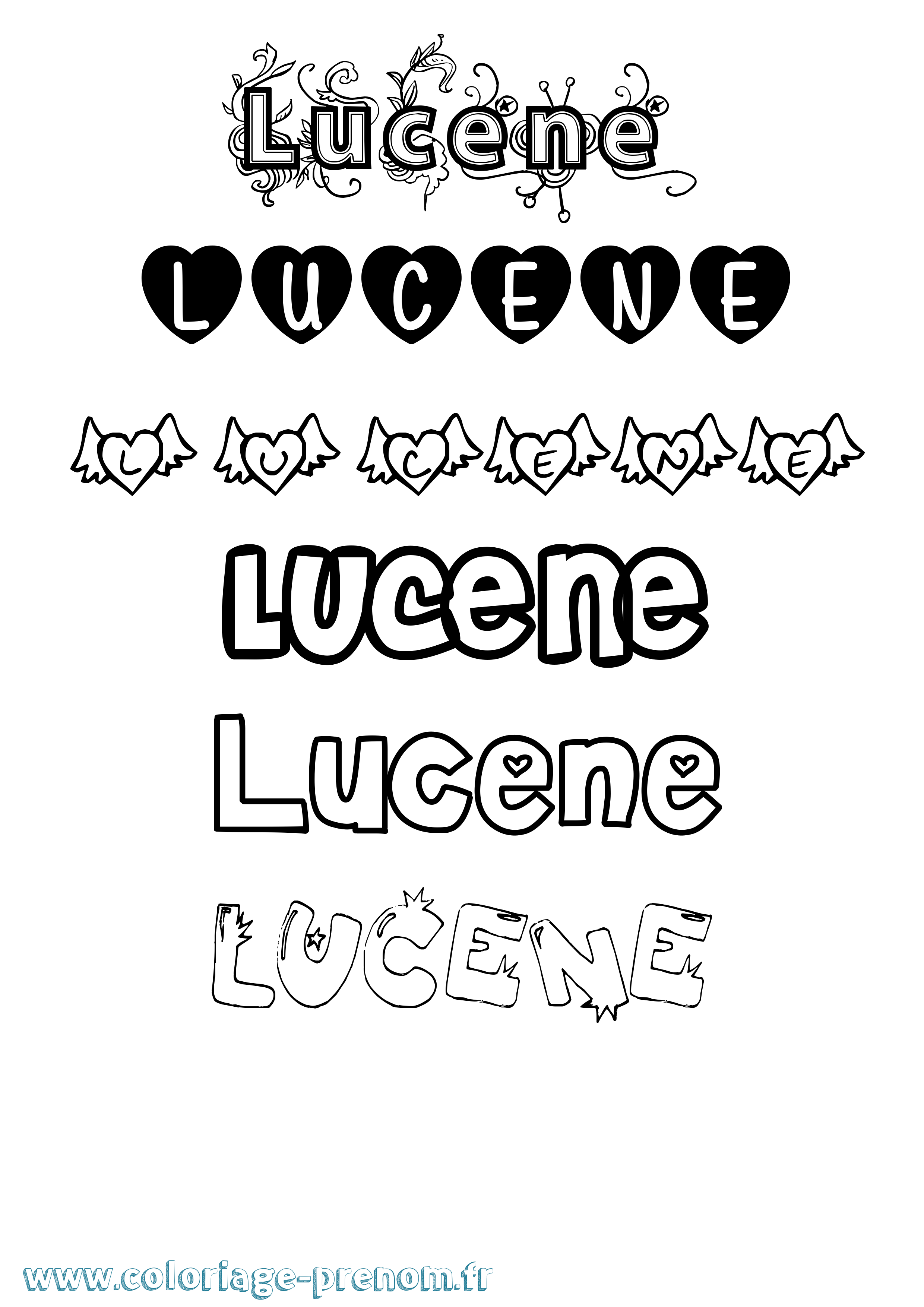 Coloriage Lucene Girly Coloriage prénom Lucene Girly