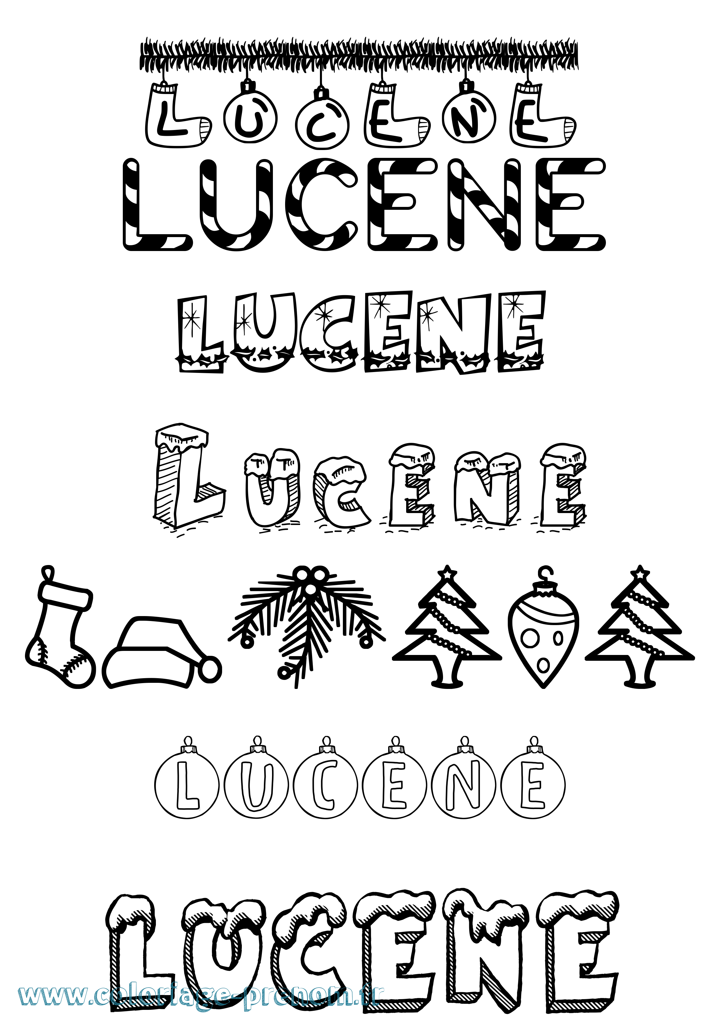 Coloriage prénom Lucene Noël