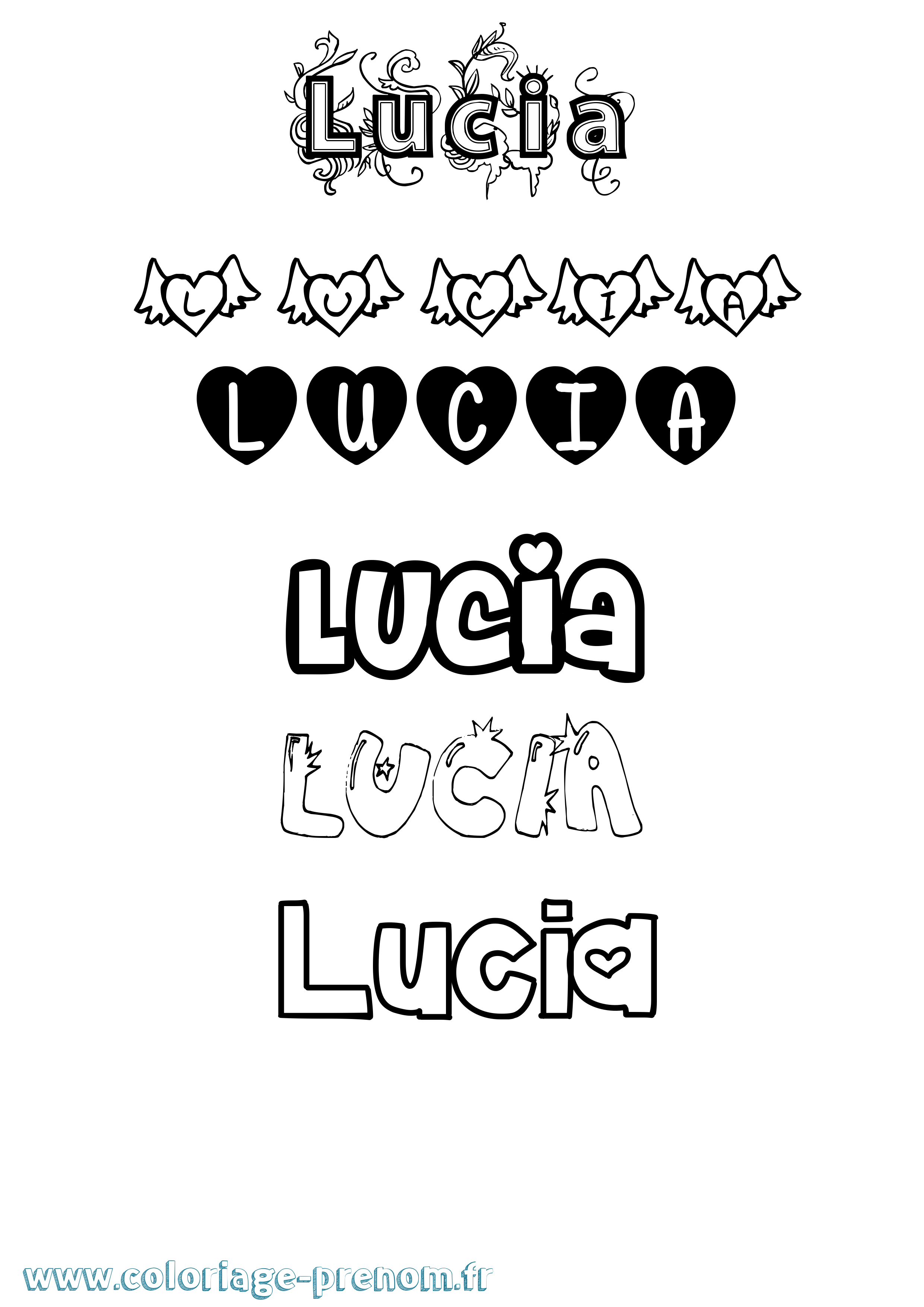 Coloriage prénom Lucia Girly