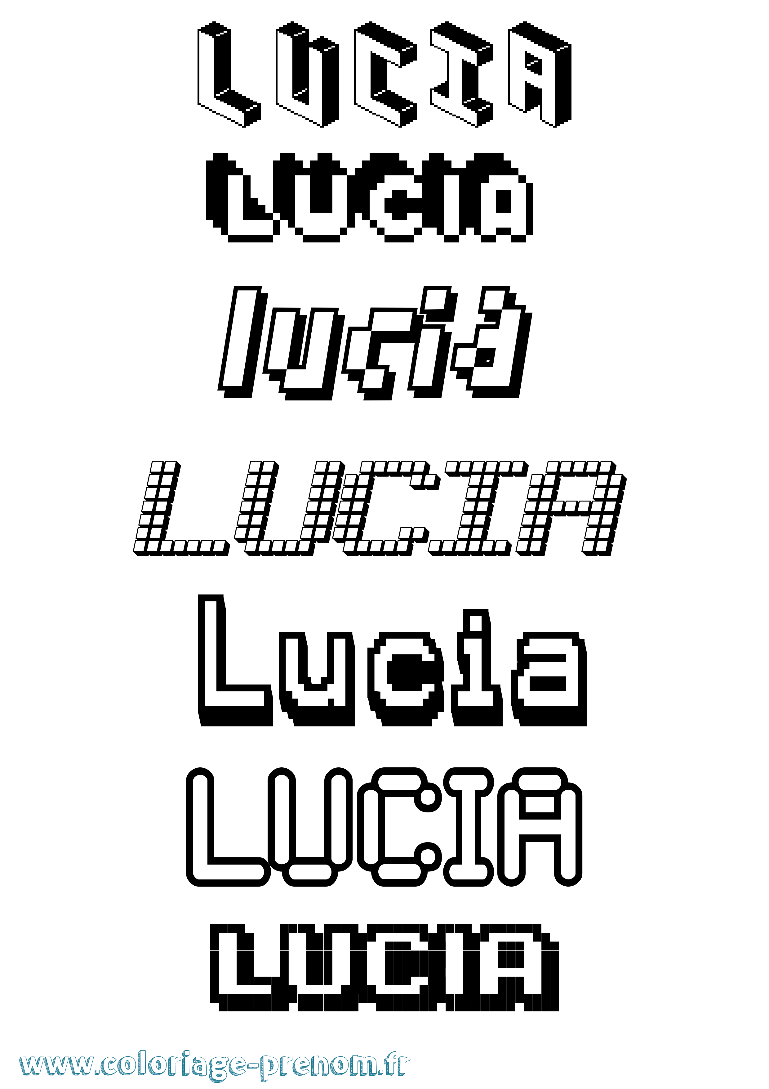 Coloriage prénom Lucia Pixel