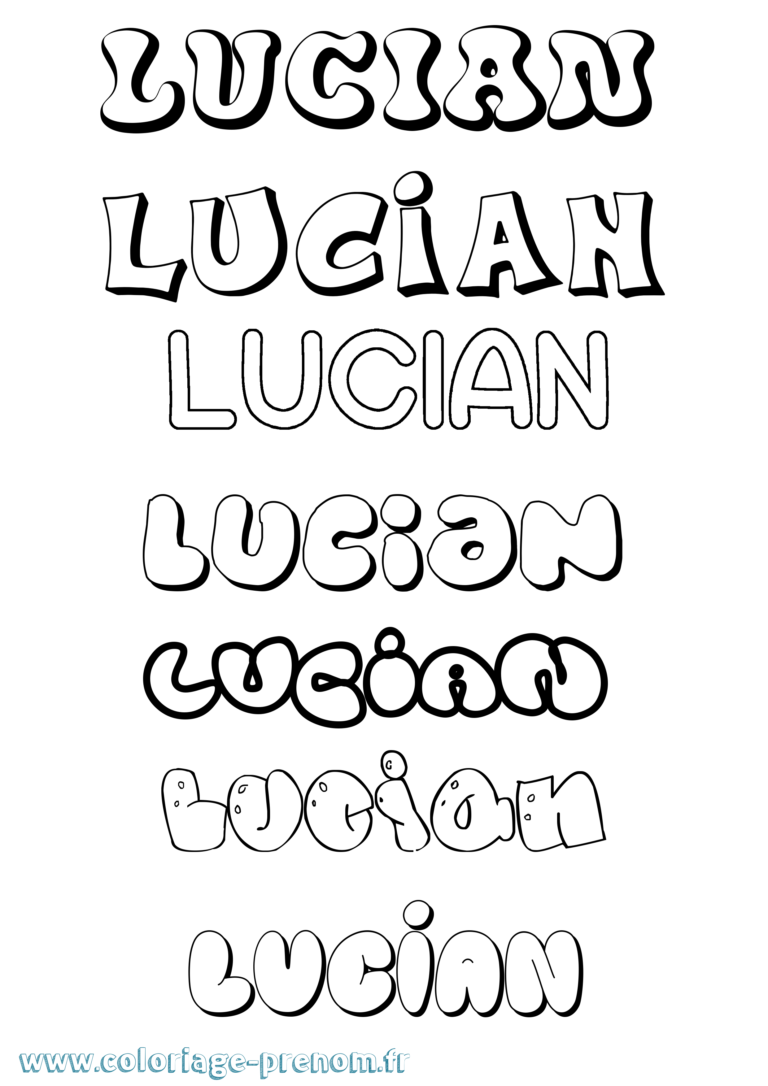 Coloriage Lucian Bubble Coloriage prénom Lucian Bubble