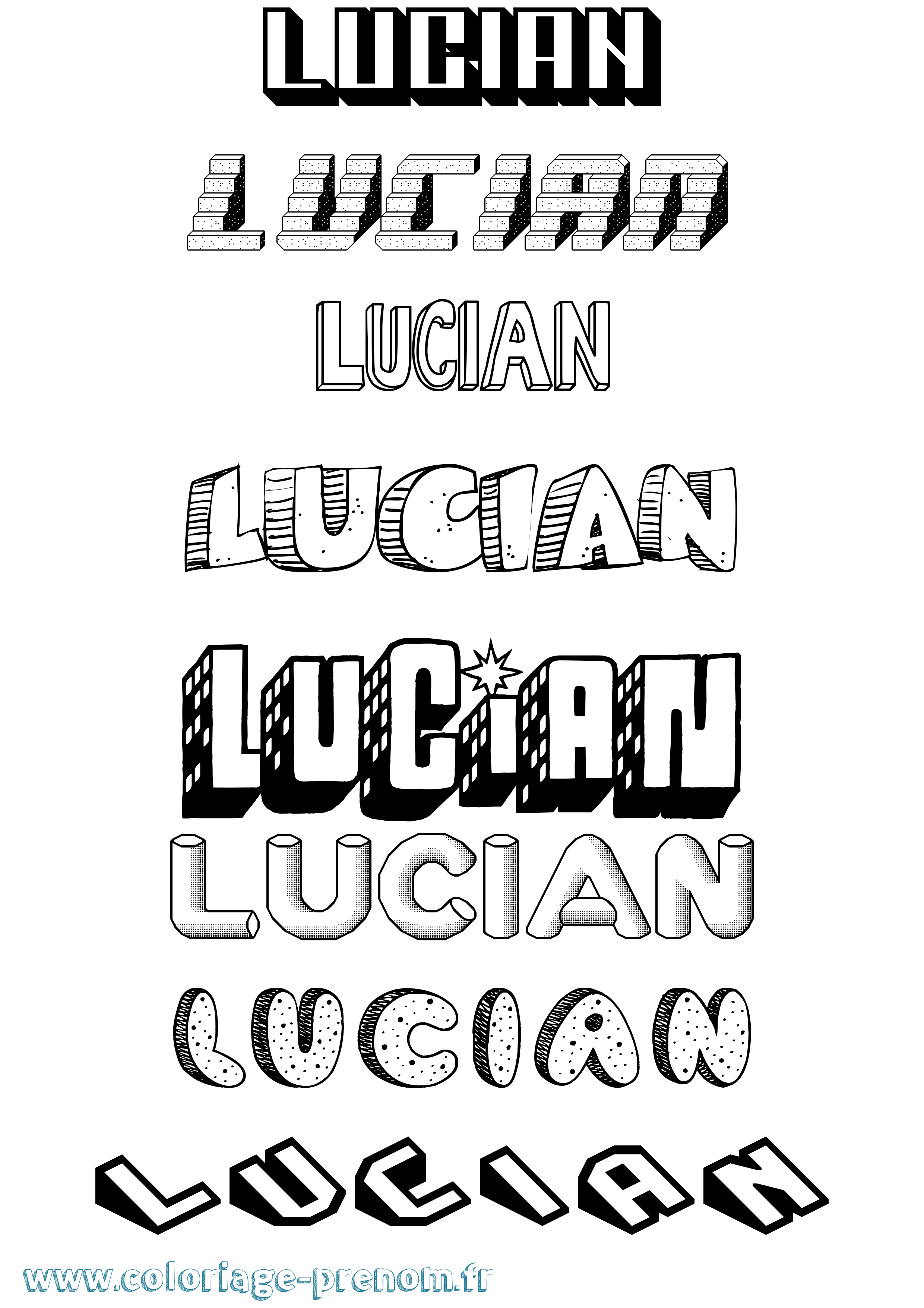 Coloriage Lucian Effet 3D Coloriage prénom Lucian Effet 3D