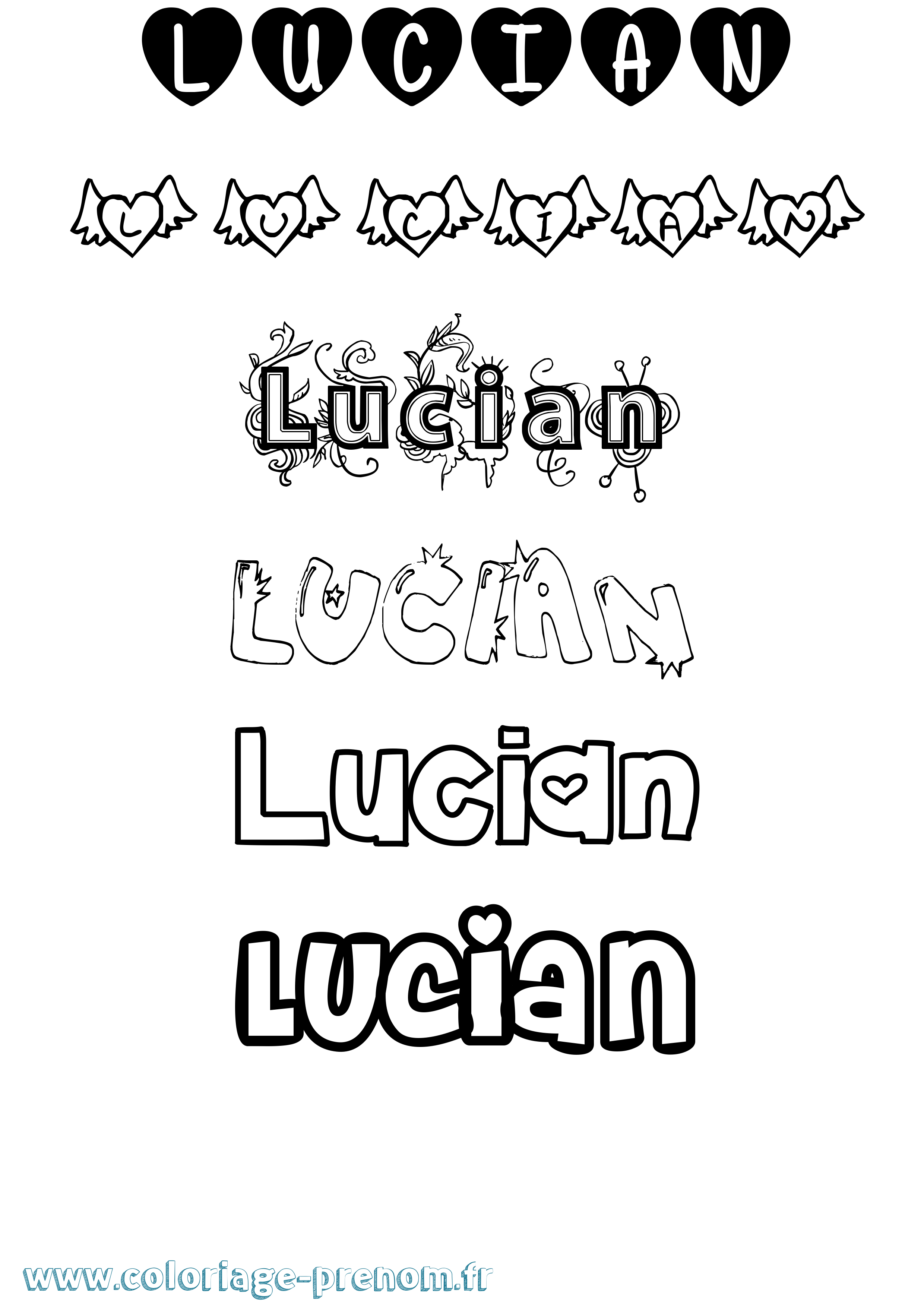 Coloriage Lucian Girly Coloriage prénom Lucian Girly
