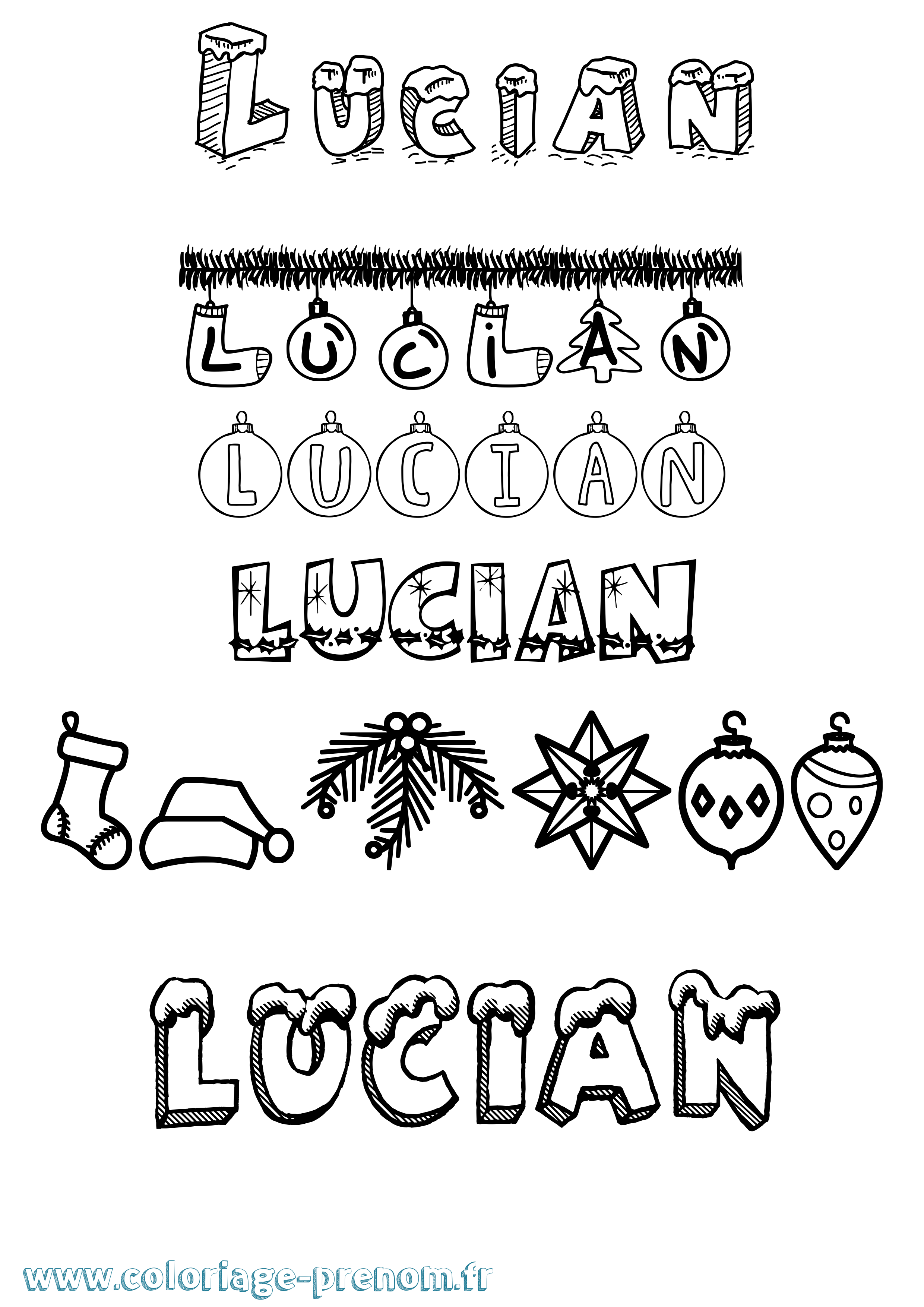 Coloriage Lucian Noël Coloriage prénom Lucian Noël