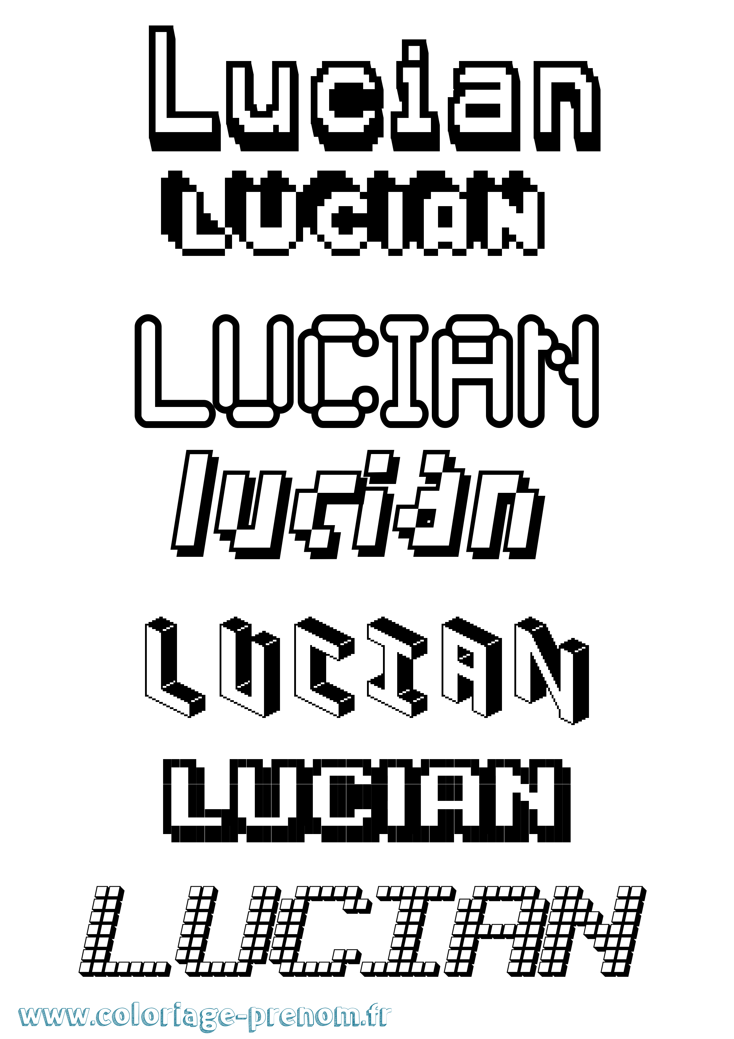 Coloriage Lucian Pixel Coloriage prénom Lucian Pixel