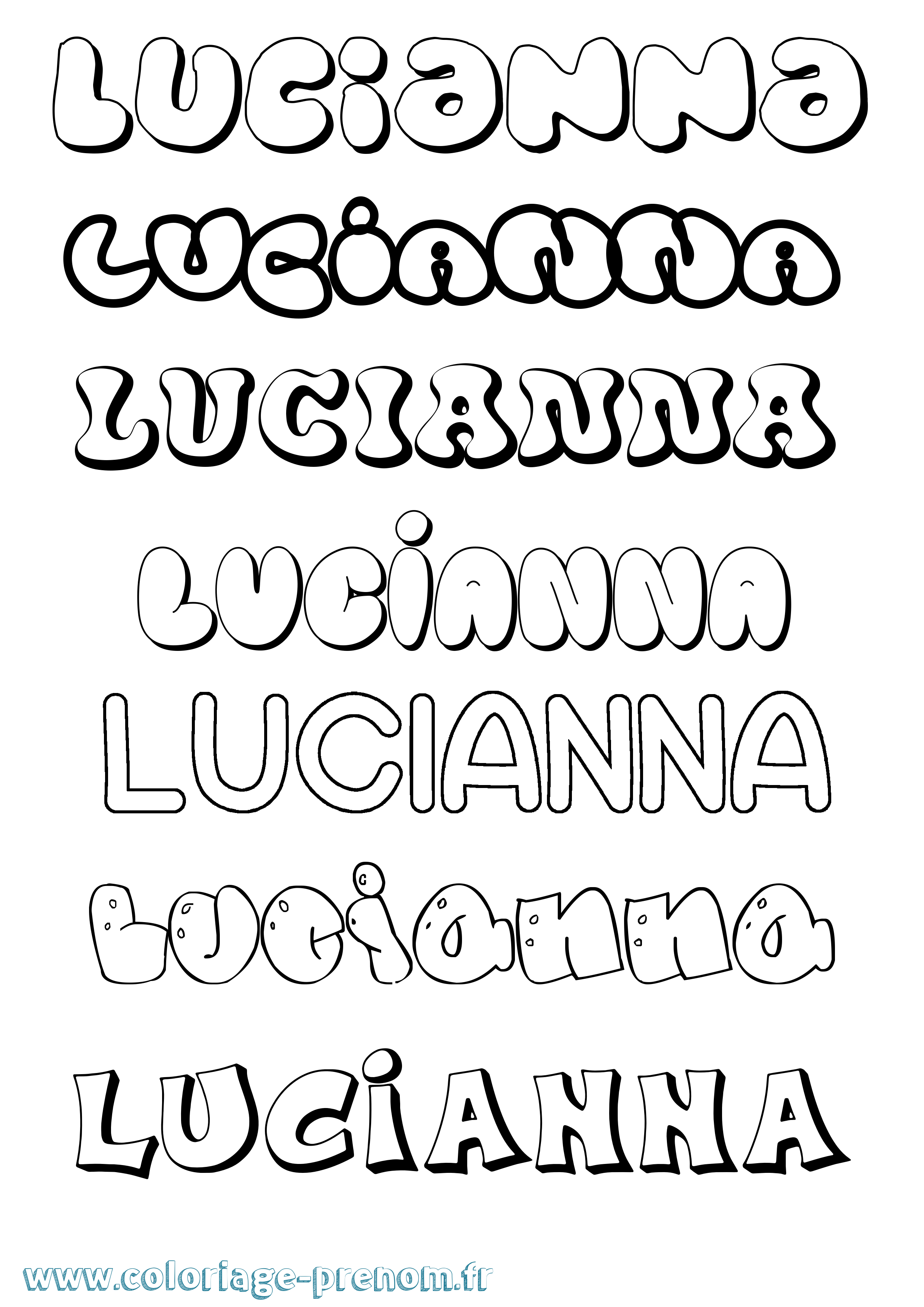 Coloriage prénom Lucianna Bubble