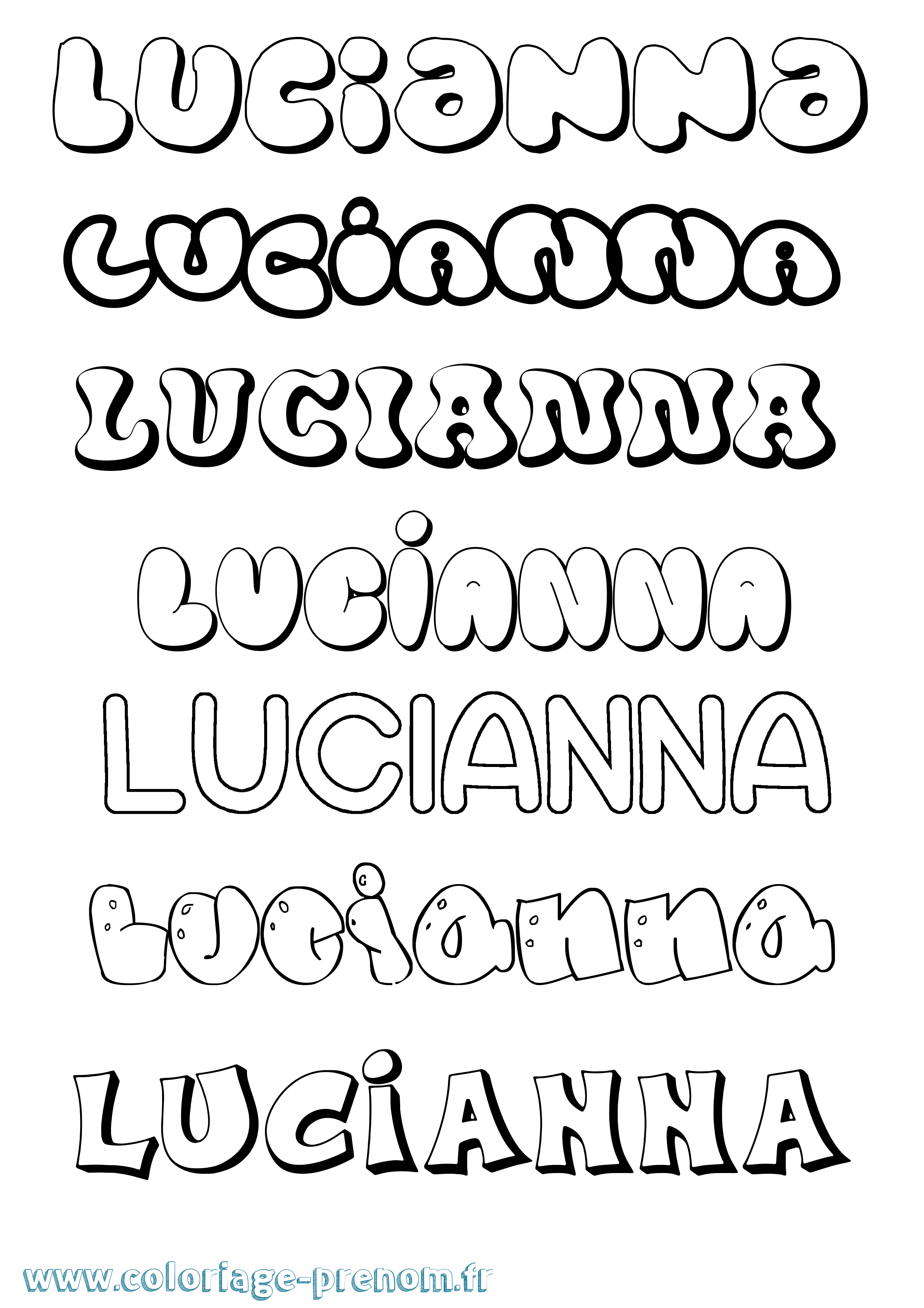 Coloriage Lucianna Bubble Coloriage prénom Lucianna Bubble