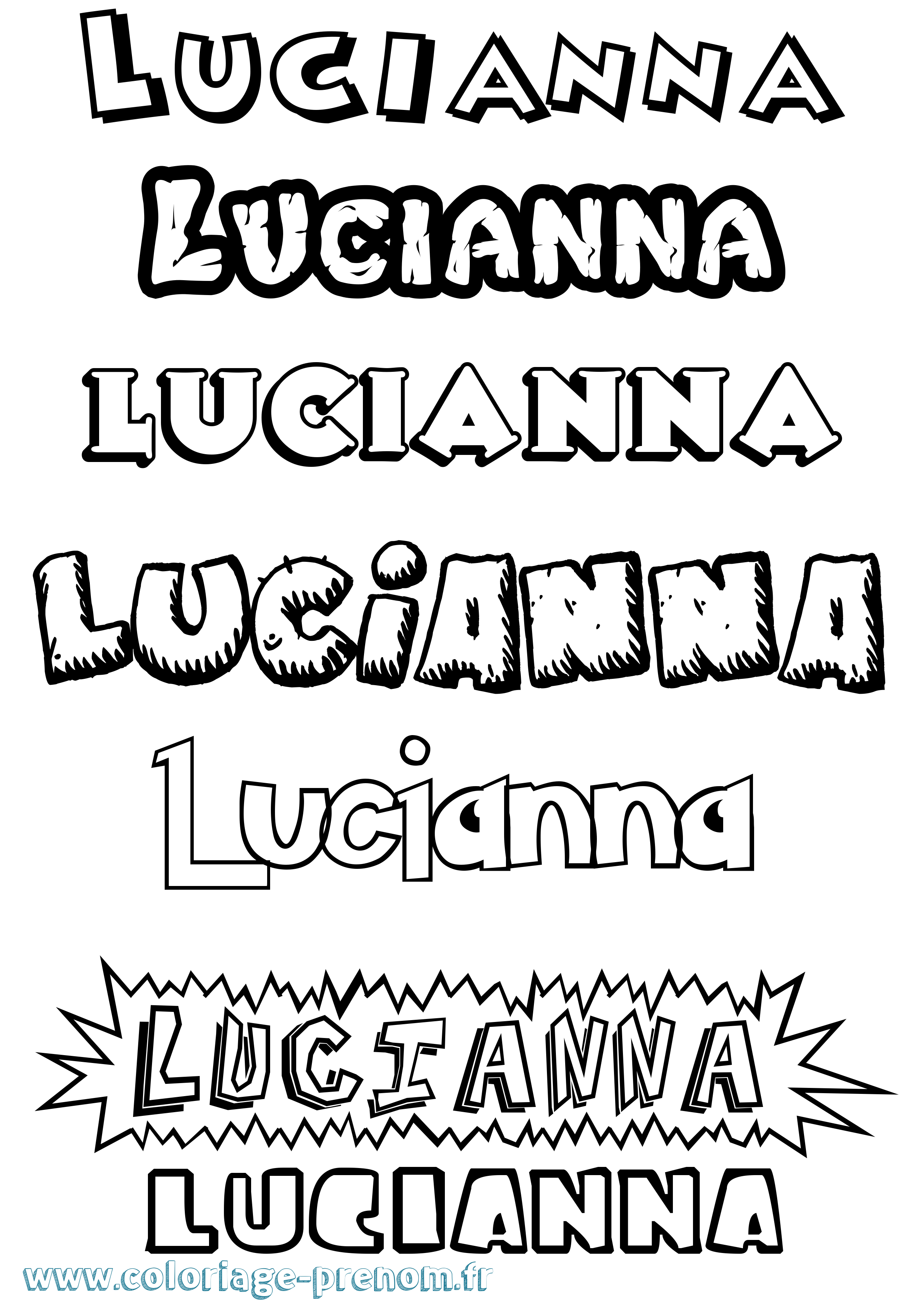 Coloriage Lucianna Dessin Animé Coloriage prénom Lucianna Dessin Animé