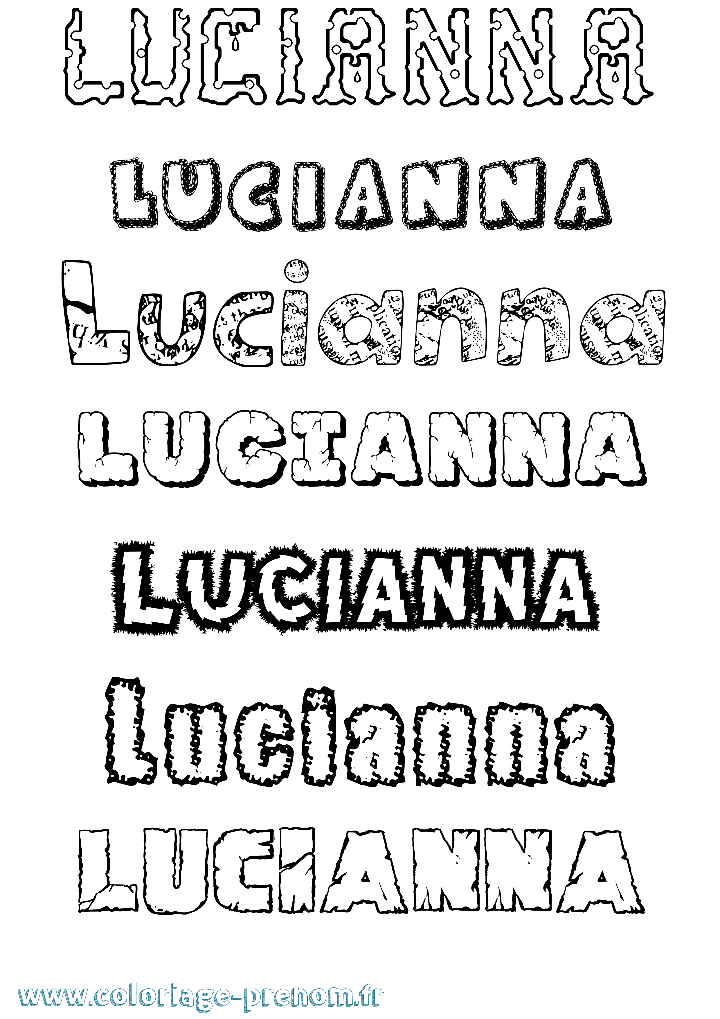 Coloriage Lucianna Destructuré Coloriage prénom Lucianna Destructuré