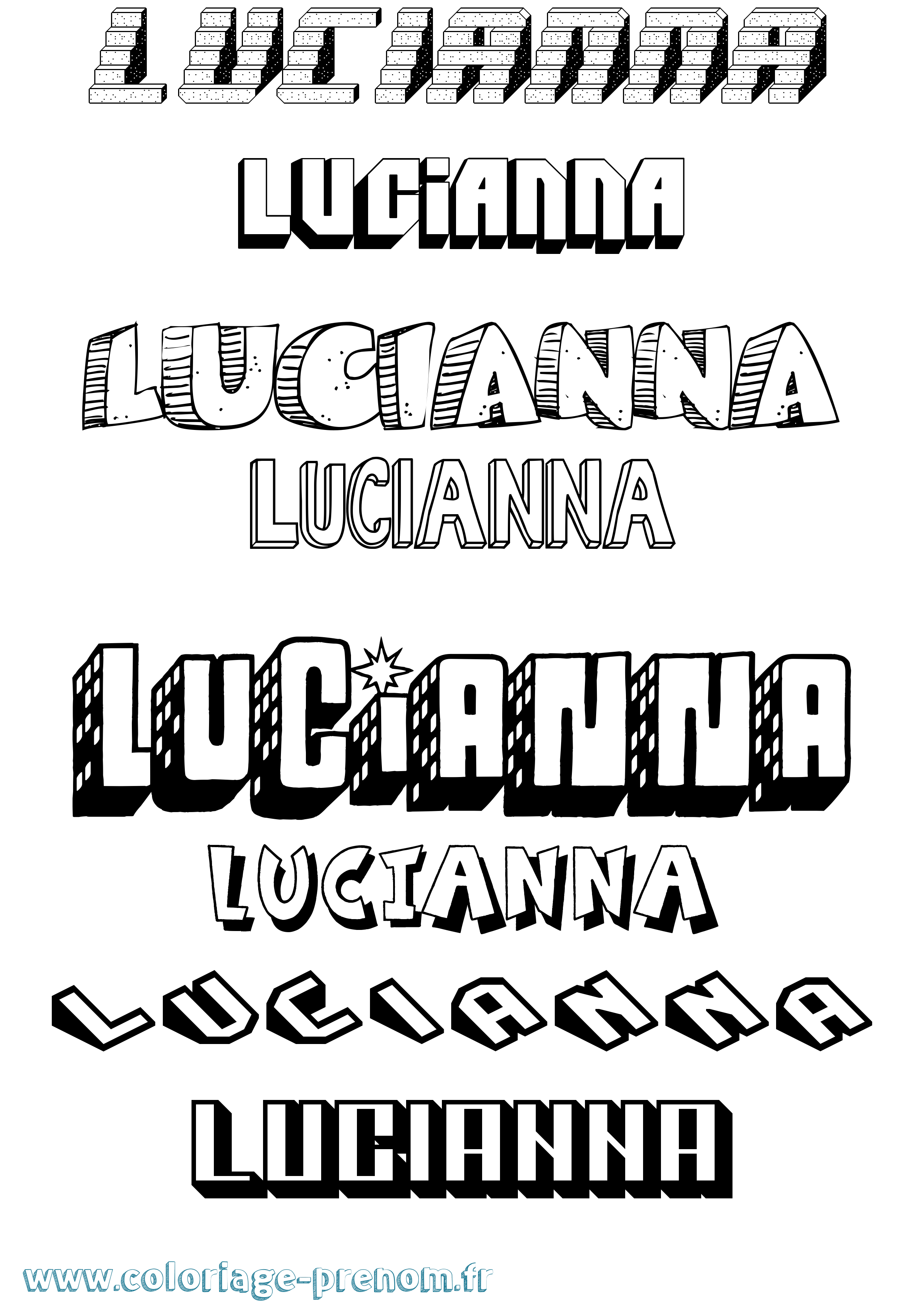Coloriage Lucianna Effet 3D Coloriage prénom Lucianna Effet 3D