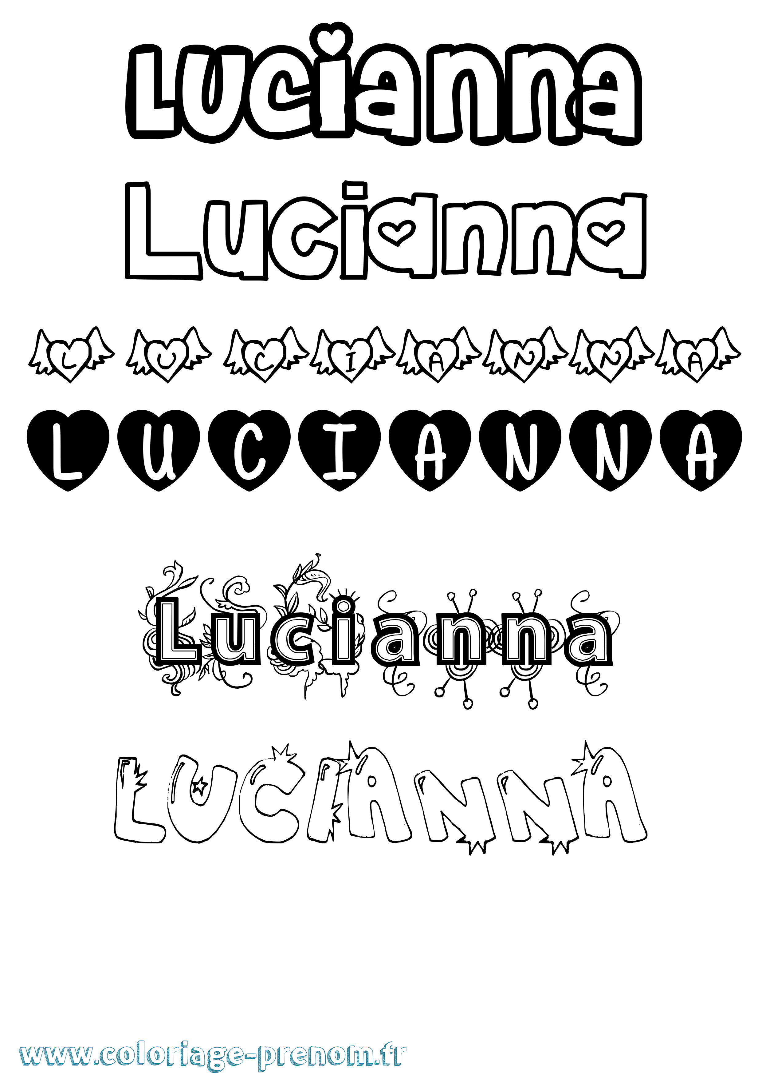 Coloriage prénom Lucianna Girly