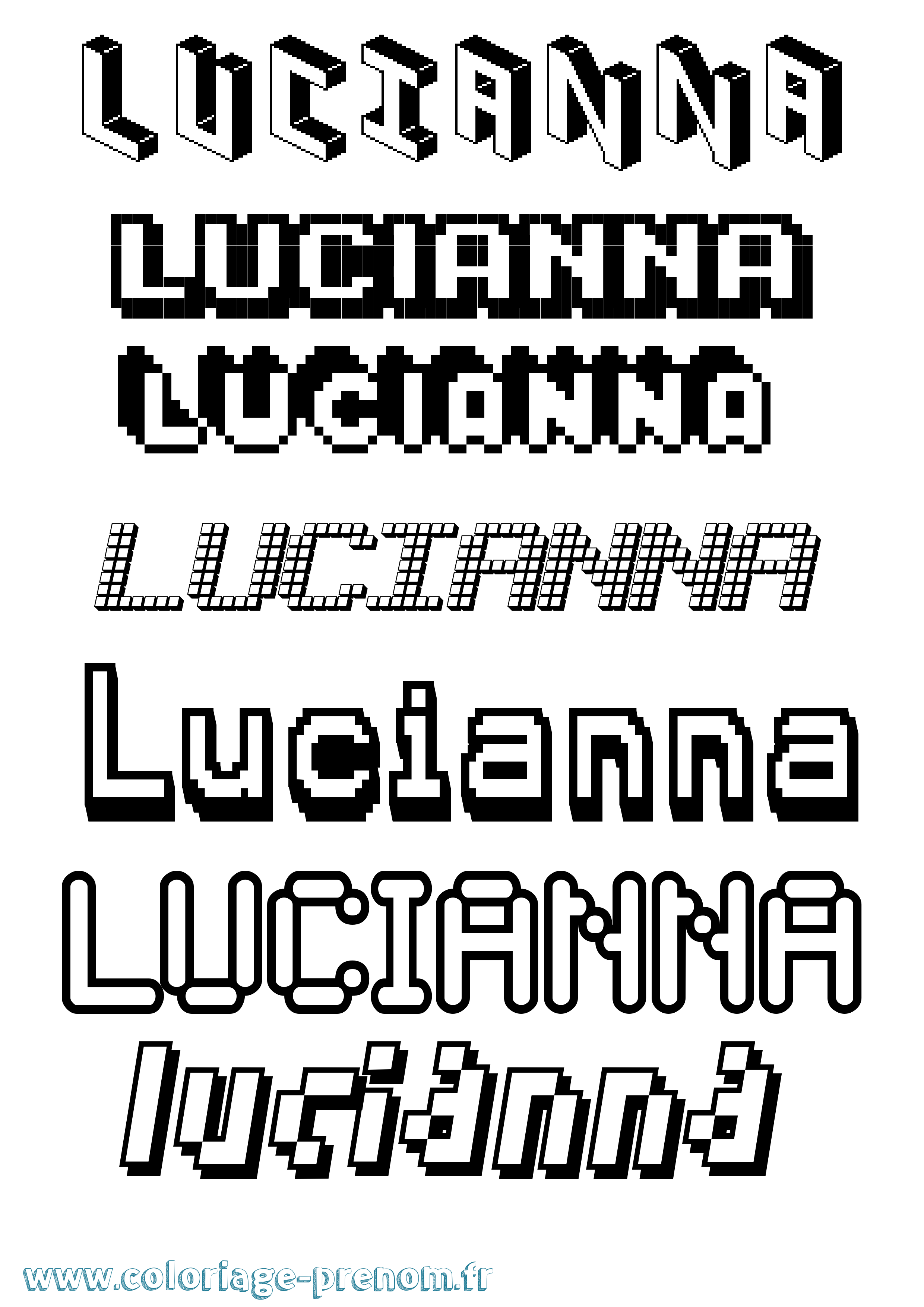Coloriage Lucianna Pixel Coloriage prénom Lucianna Pixel