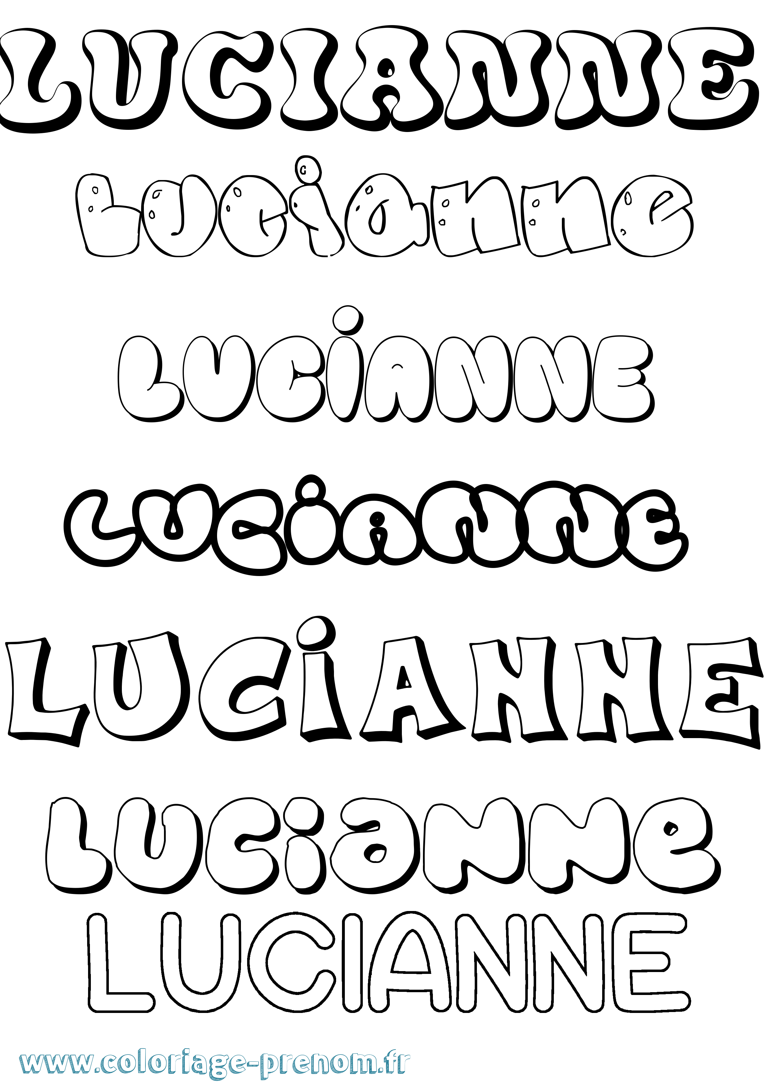 Coloriage prénom Lucianne Bubble