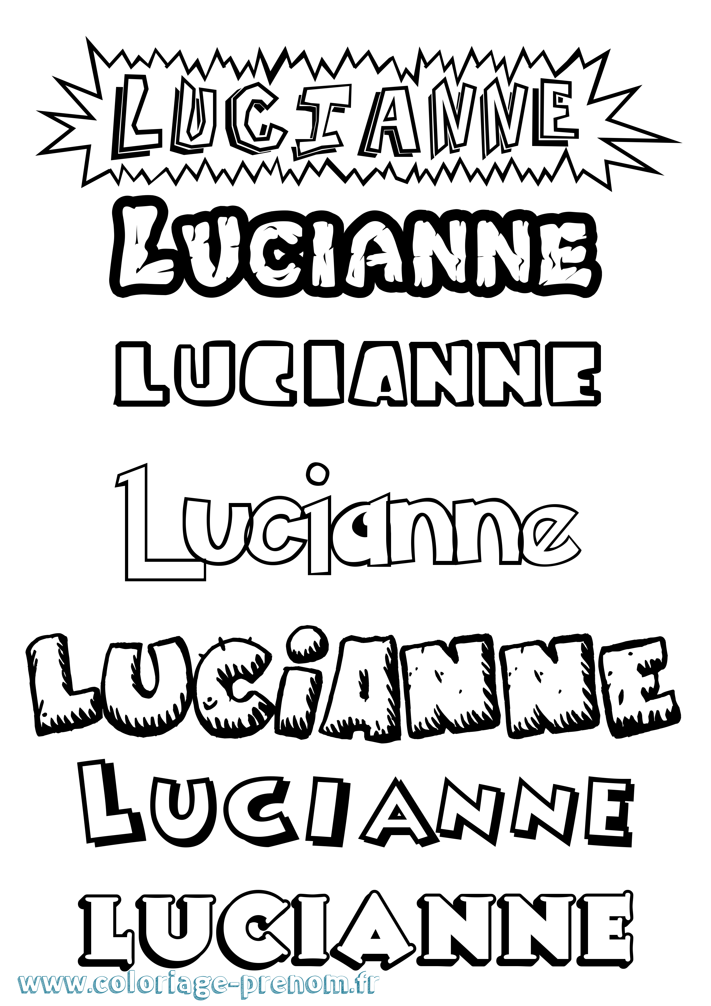 Coloriage Lucianne Dessin Animé Coloriage prénom Lucianne Dessin Animé