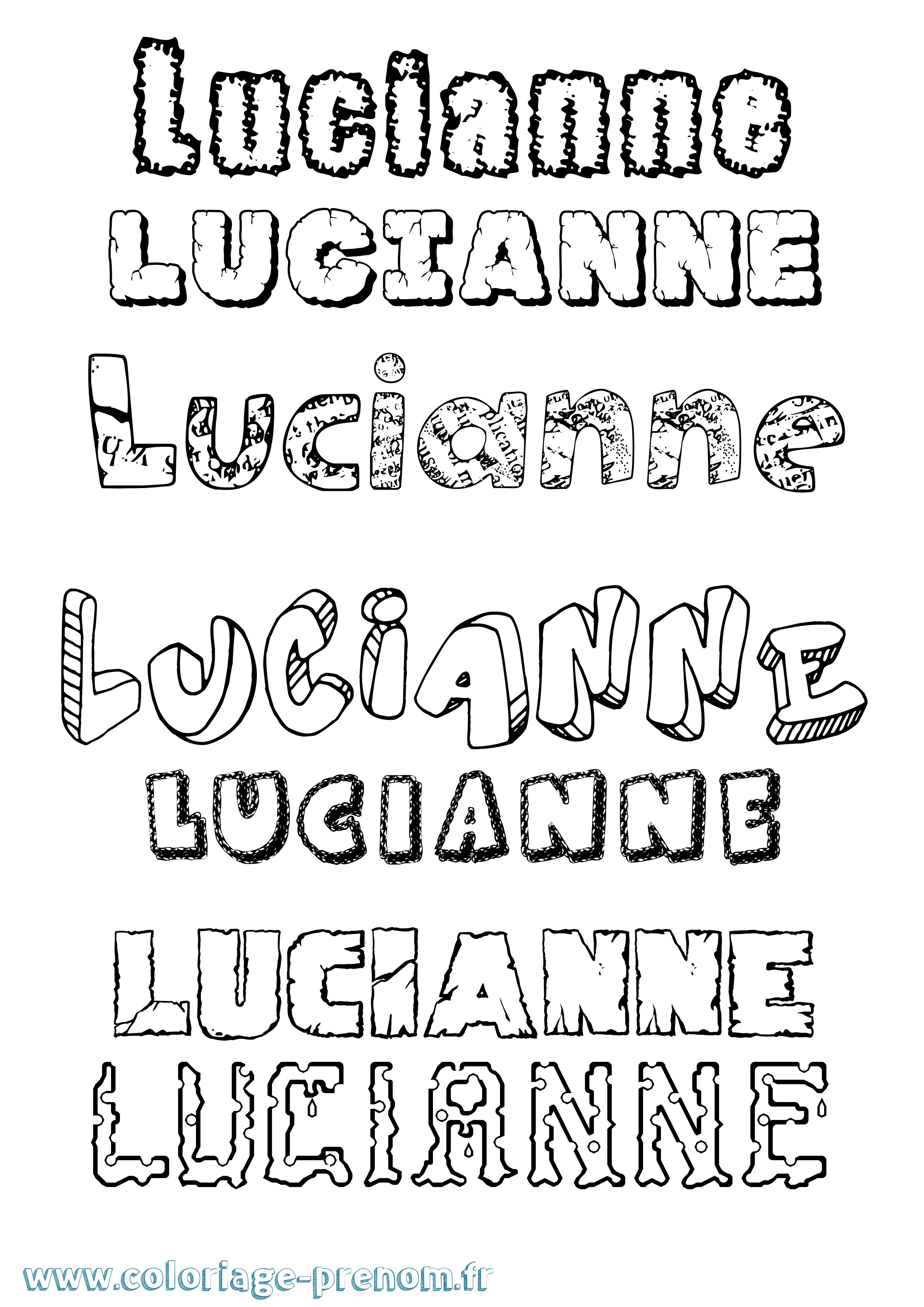 Coloriage Lucianne Destructuré Coloriage prénom Lucianne Destructuré