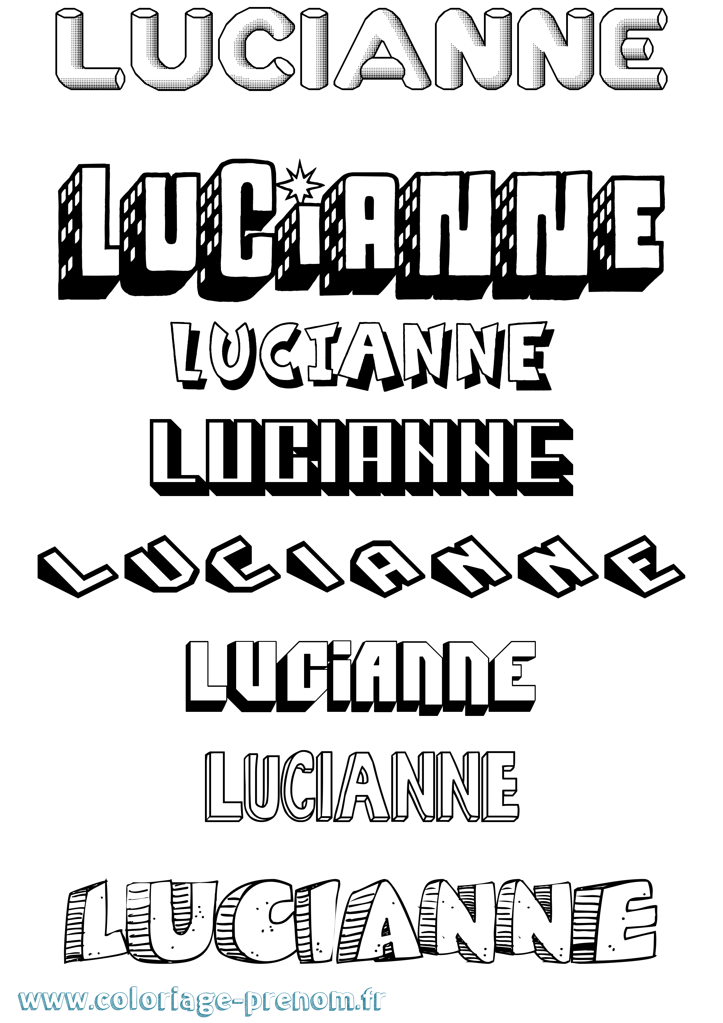 Coloriage Lucianne Effet 3D Coloriage prénom Lucianne Effet 3D