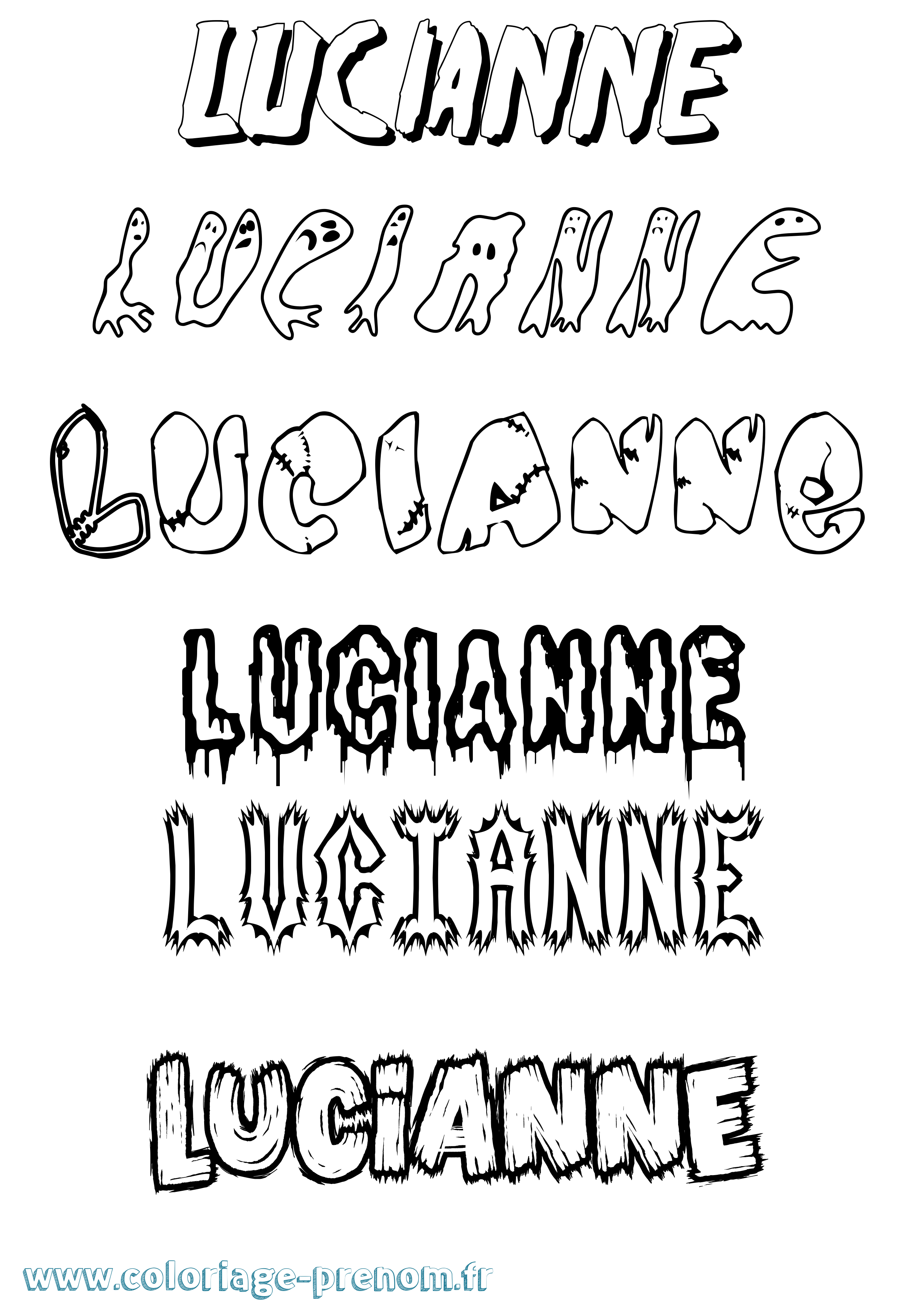 Coloriage Lucianne Frisson Coloriage prénom Lucianne Frisson