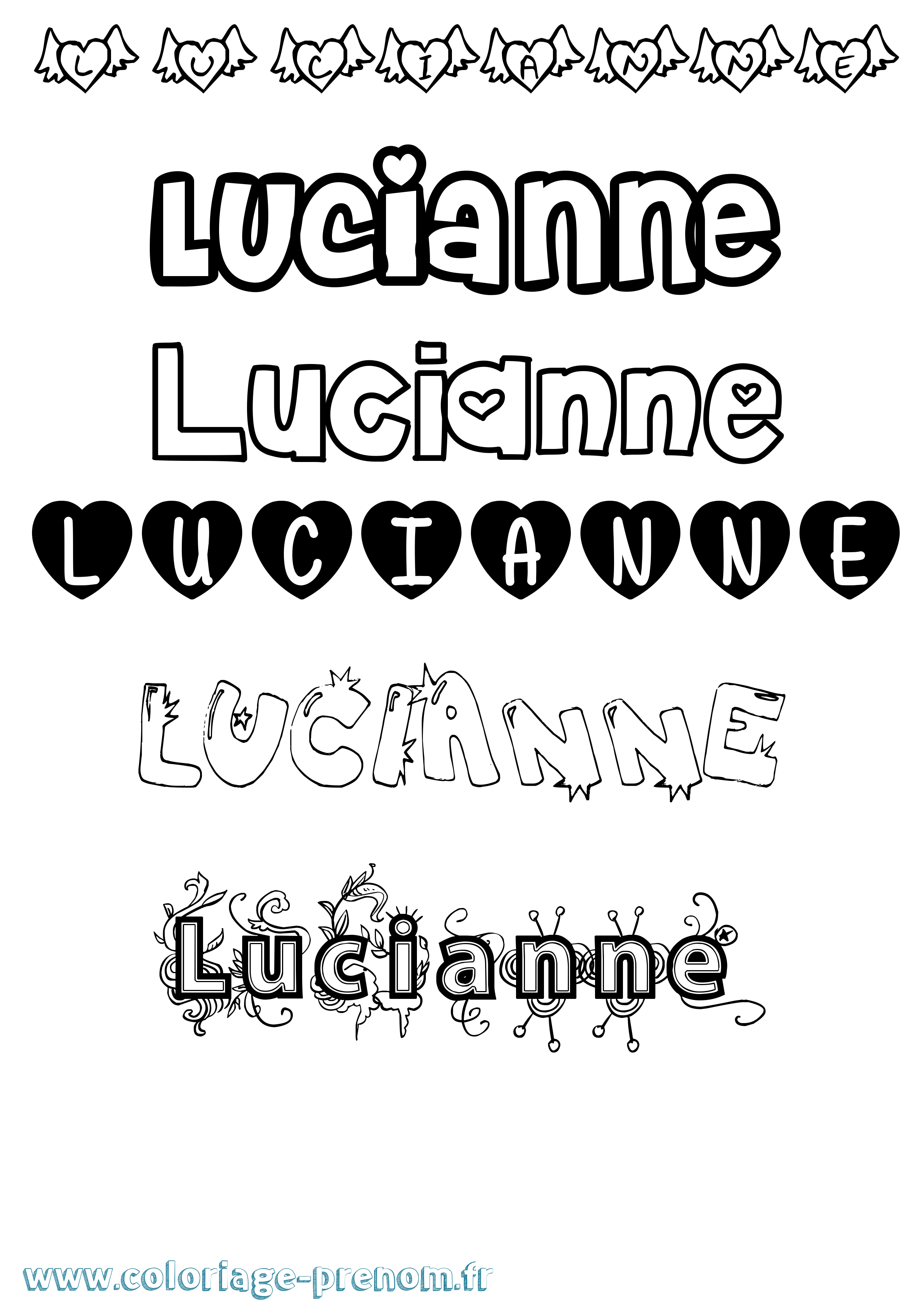 Coloriage prénom Lucianne Girly