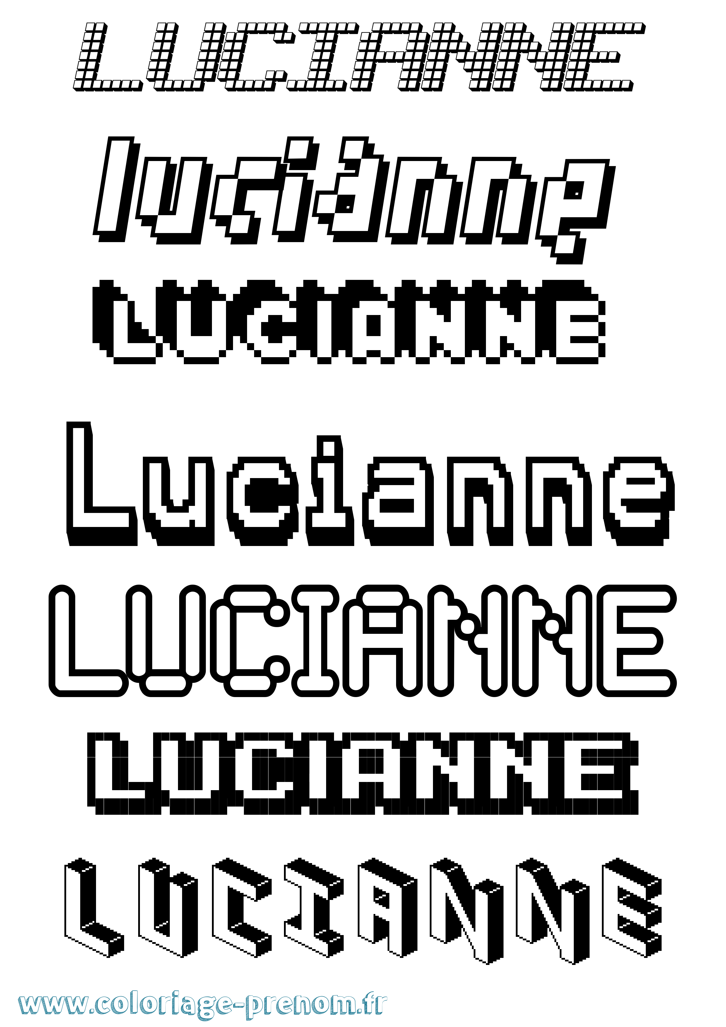 Coloriage prénom Lucianne Pixel