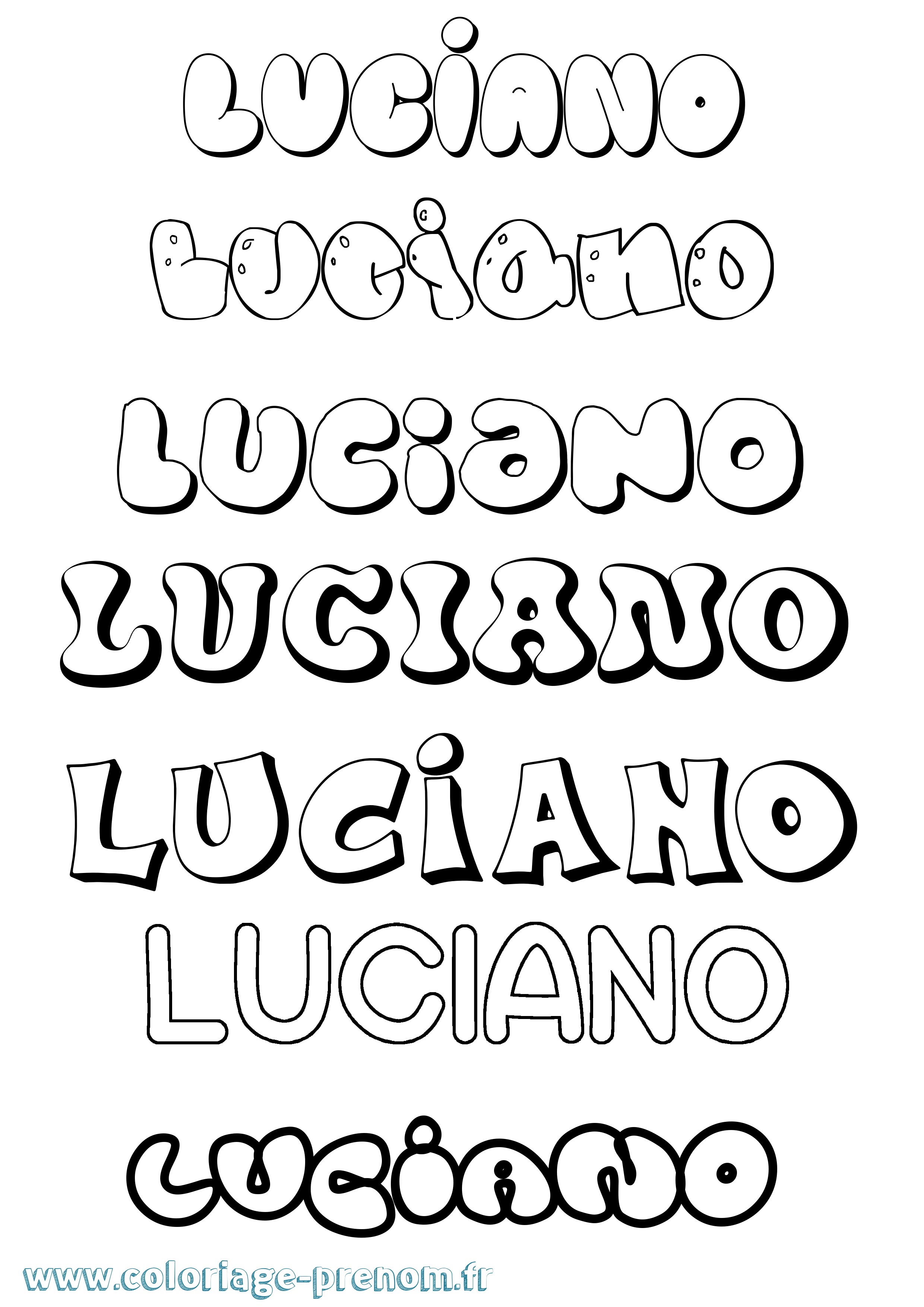 Coloriage prénom Luciano Bubble