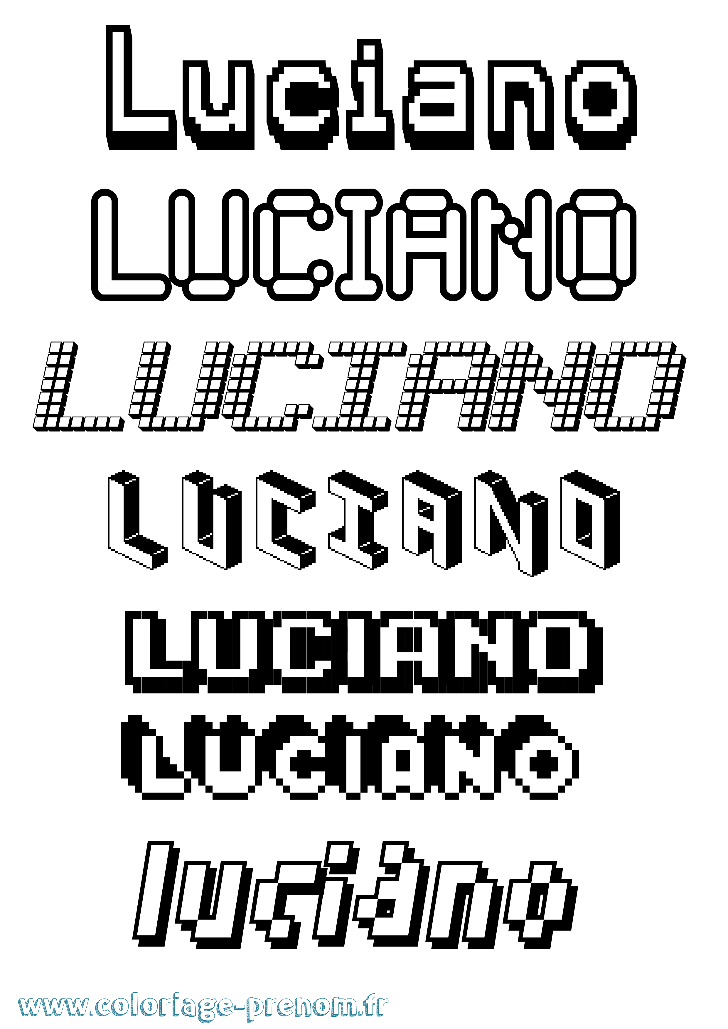 Coloriage prénom Luciano Pixel