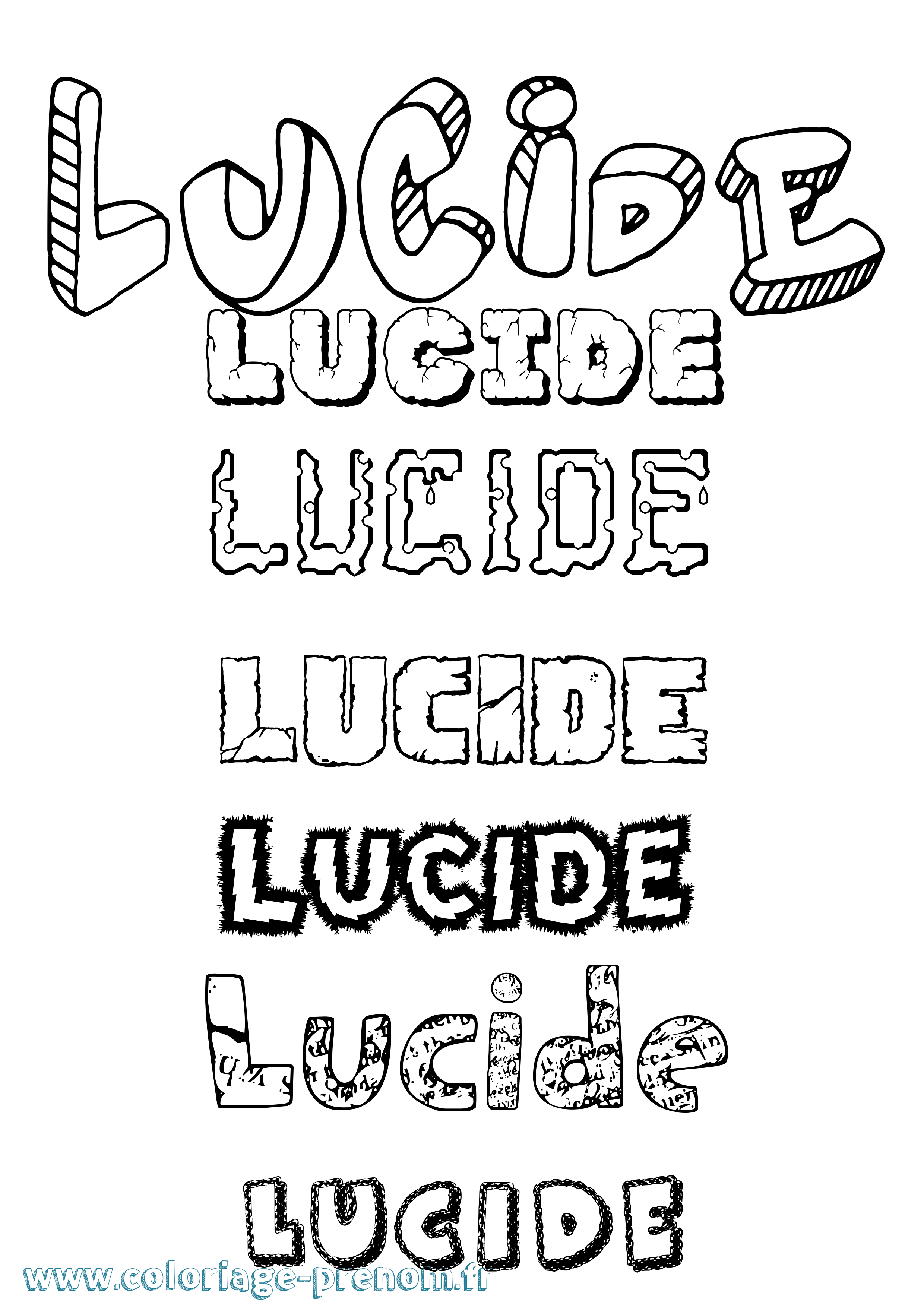 Coloriage prénom Lucide Destructuré