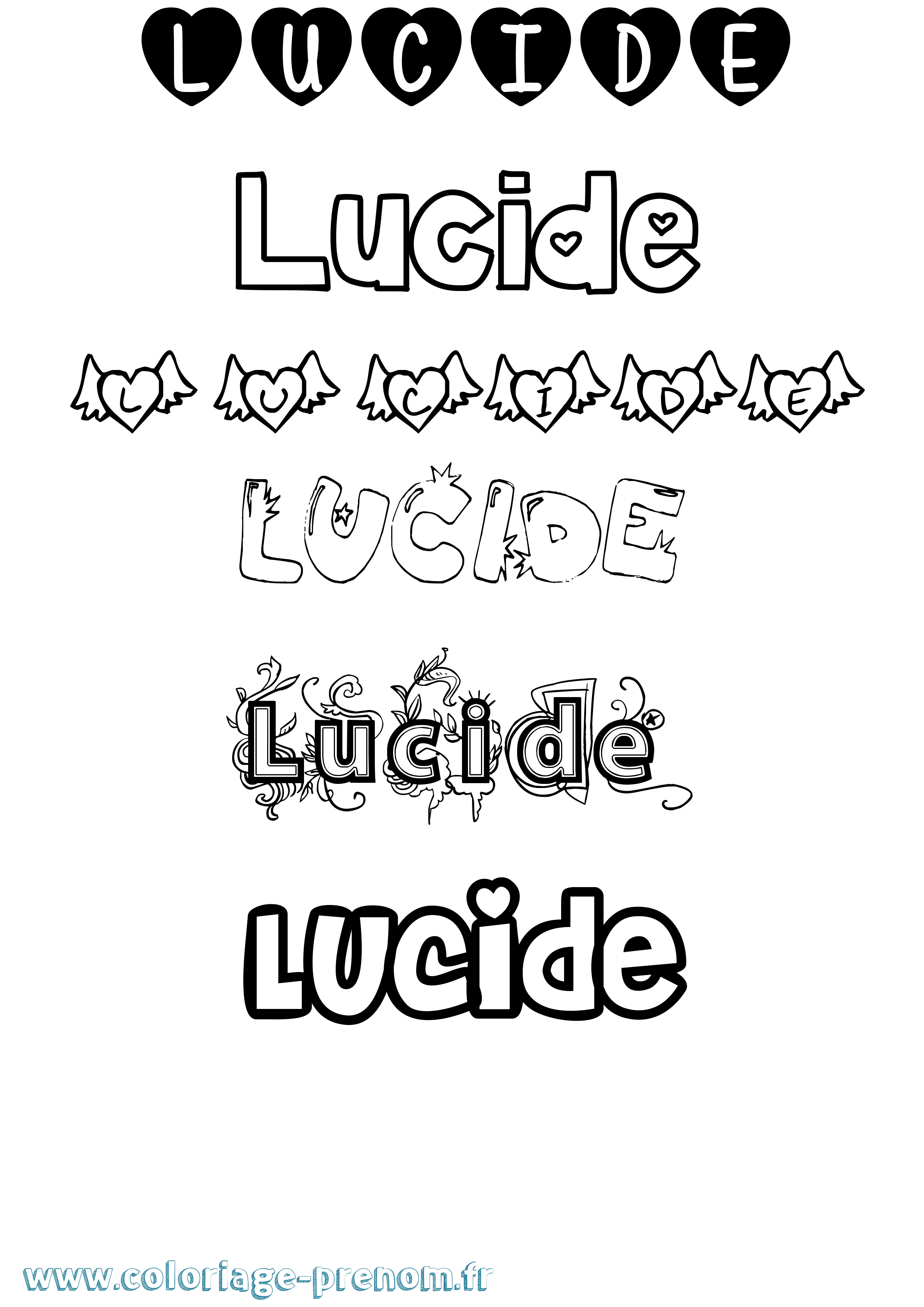 Coloriage prénom Lucide Girly