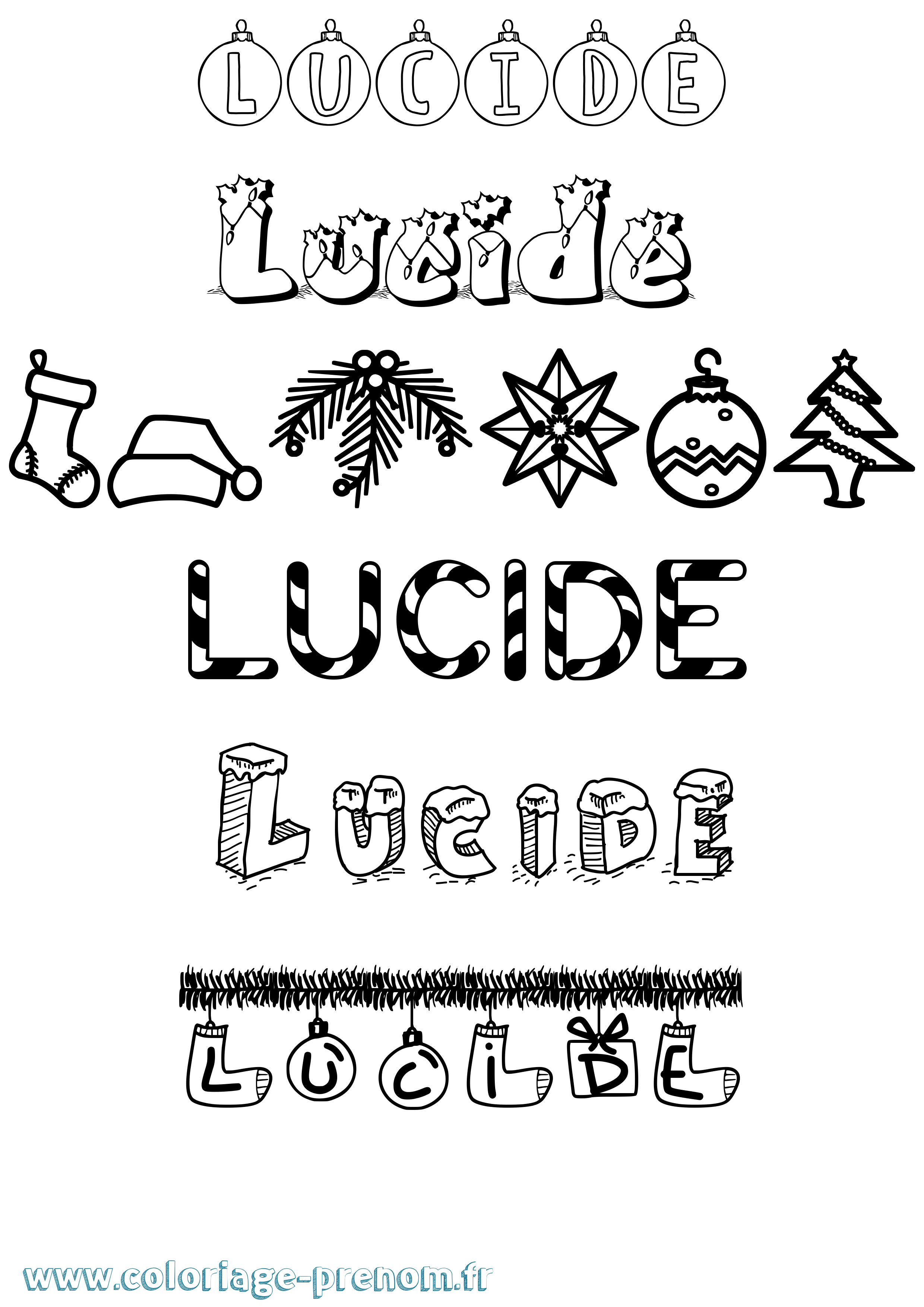 Coloriage prénom Lucide Noël