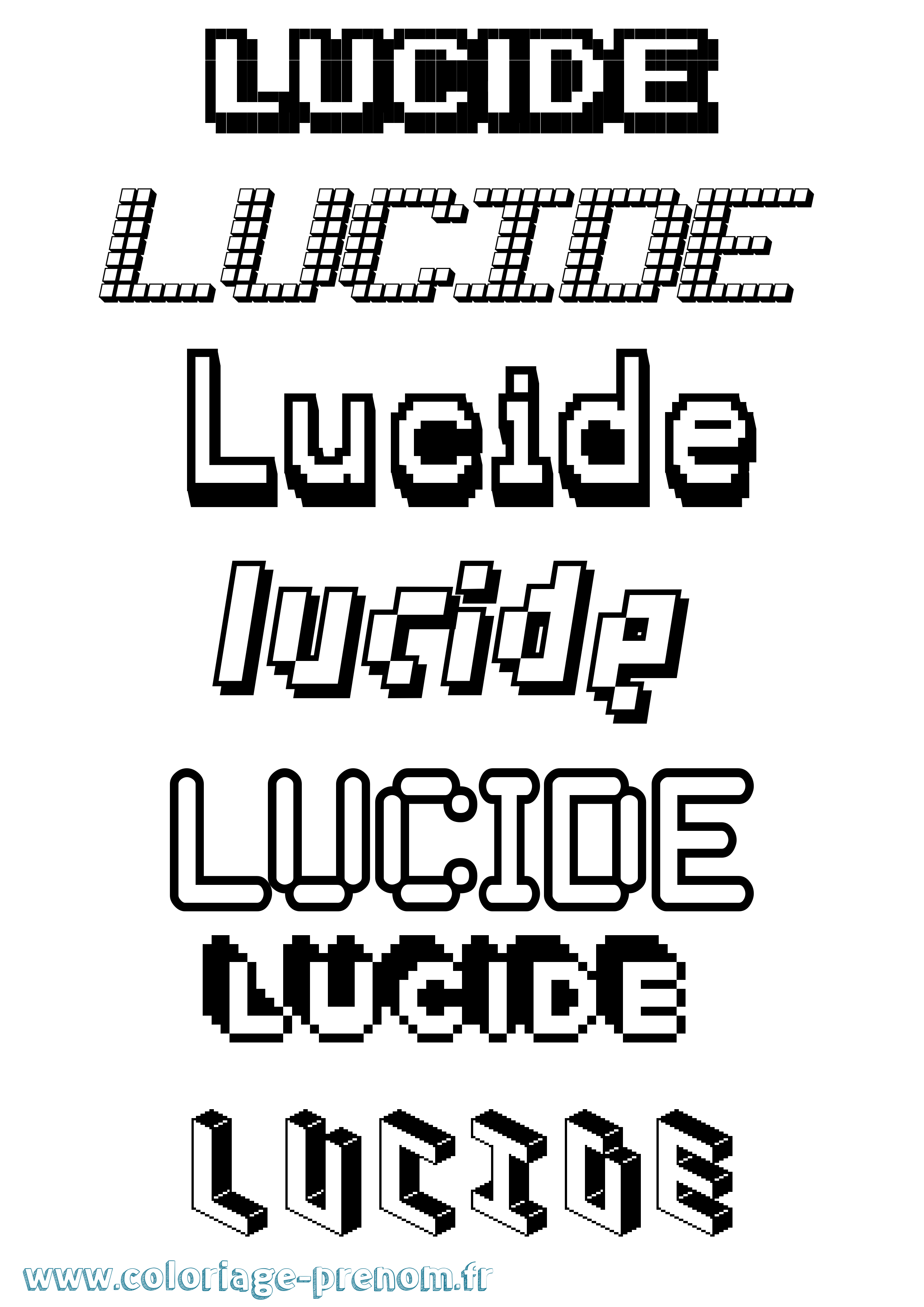 Coloriage prénom Lucide Pixel