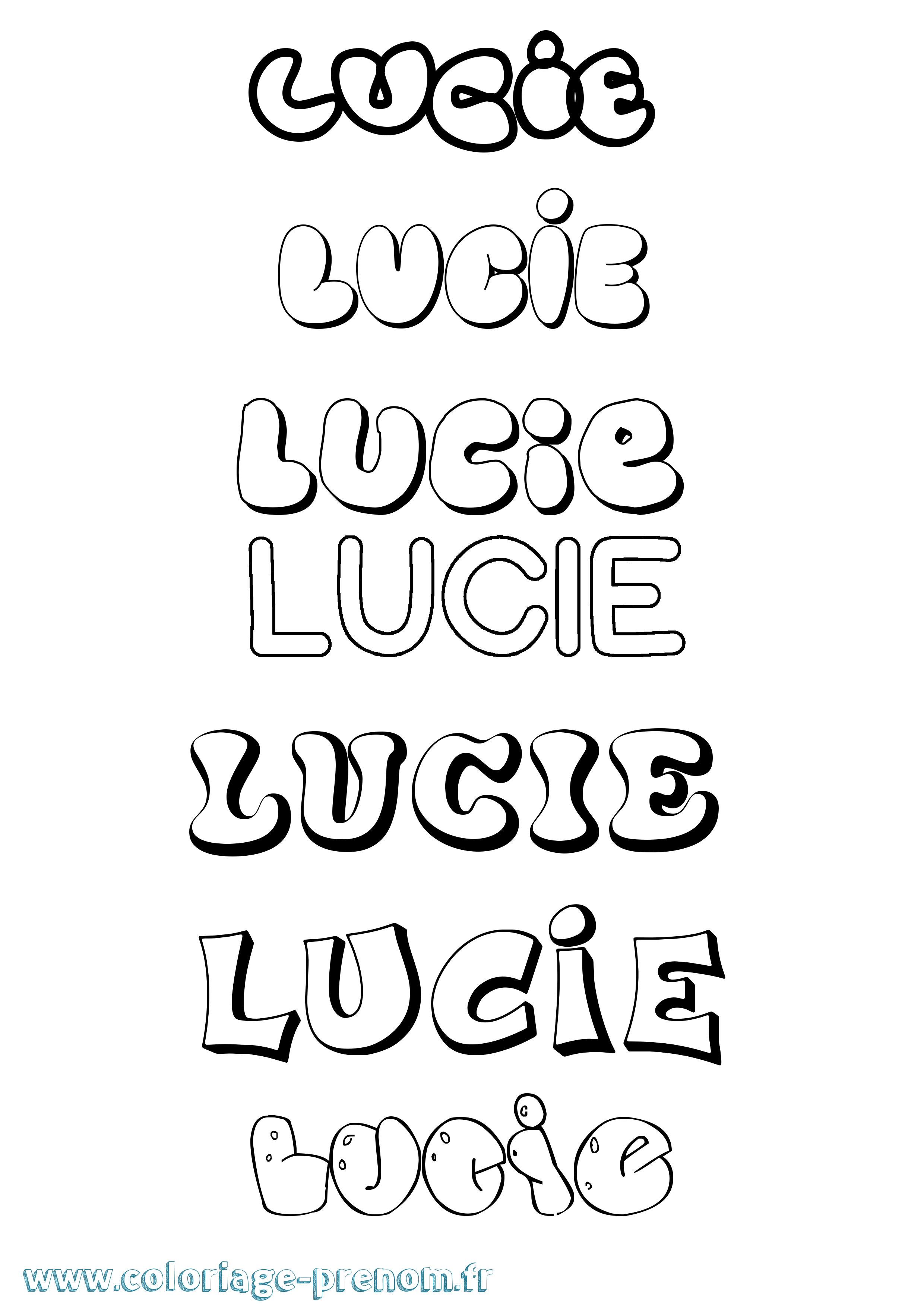 Coloriage prénom Lucie Bubble