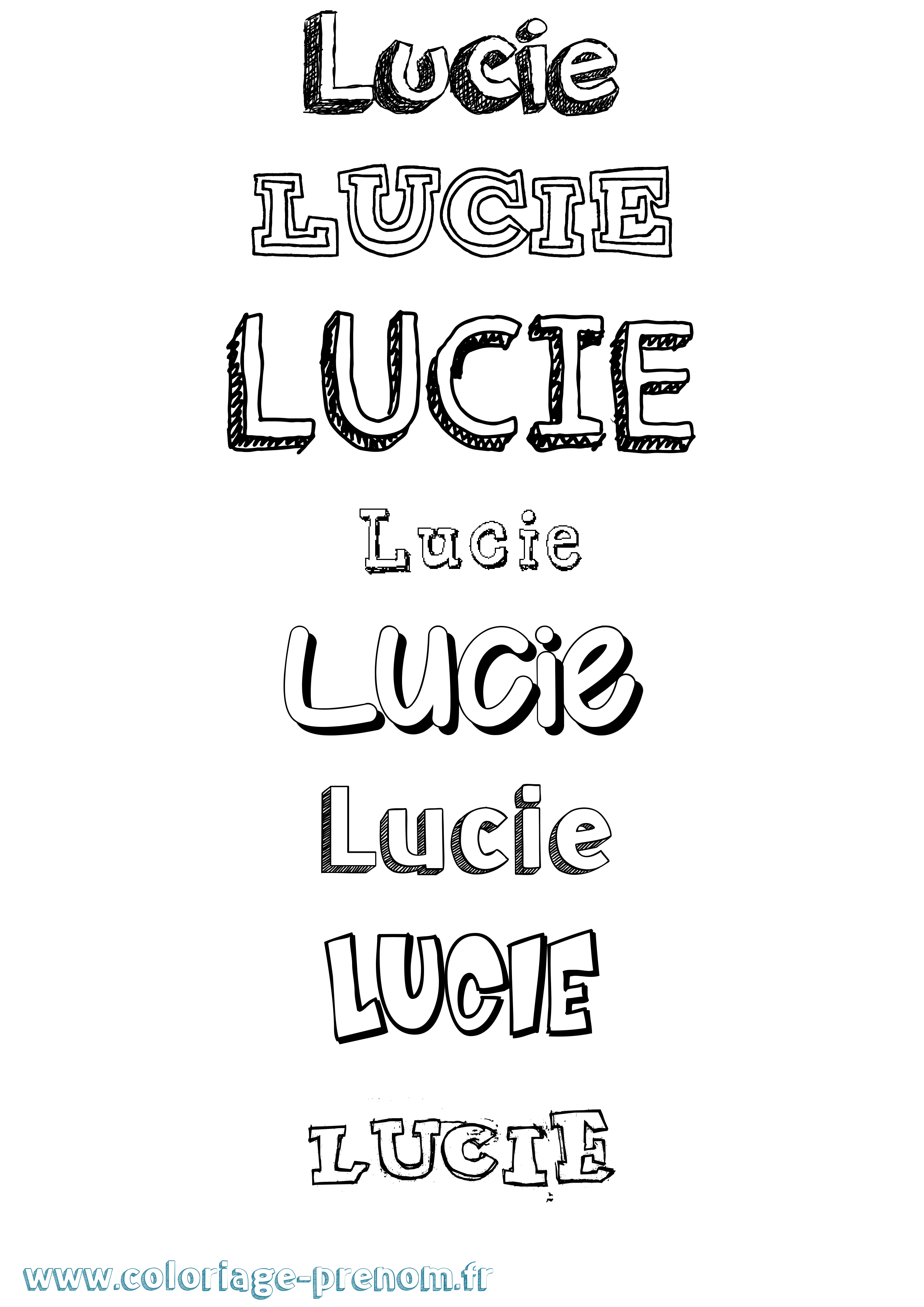 Coloriage prénom Lucie Dessiné