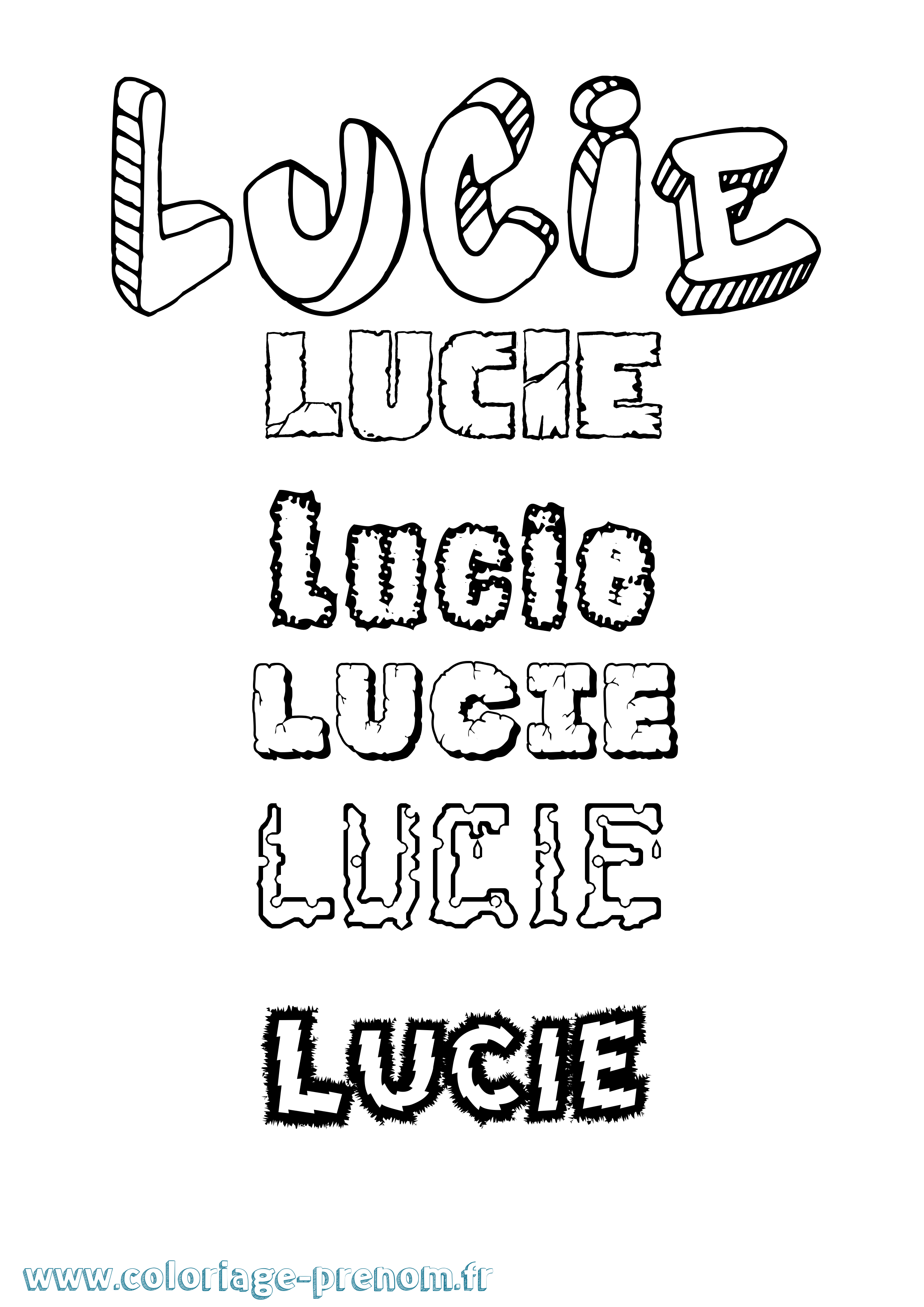 Coloriage prénom Lucie Destructuré