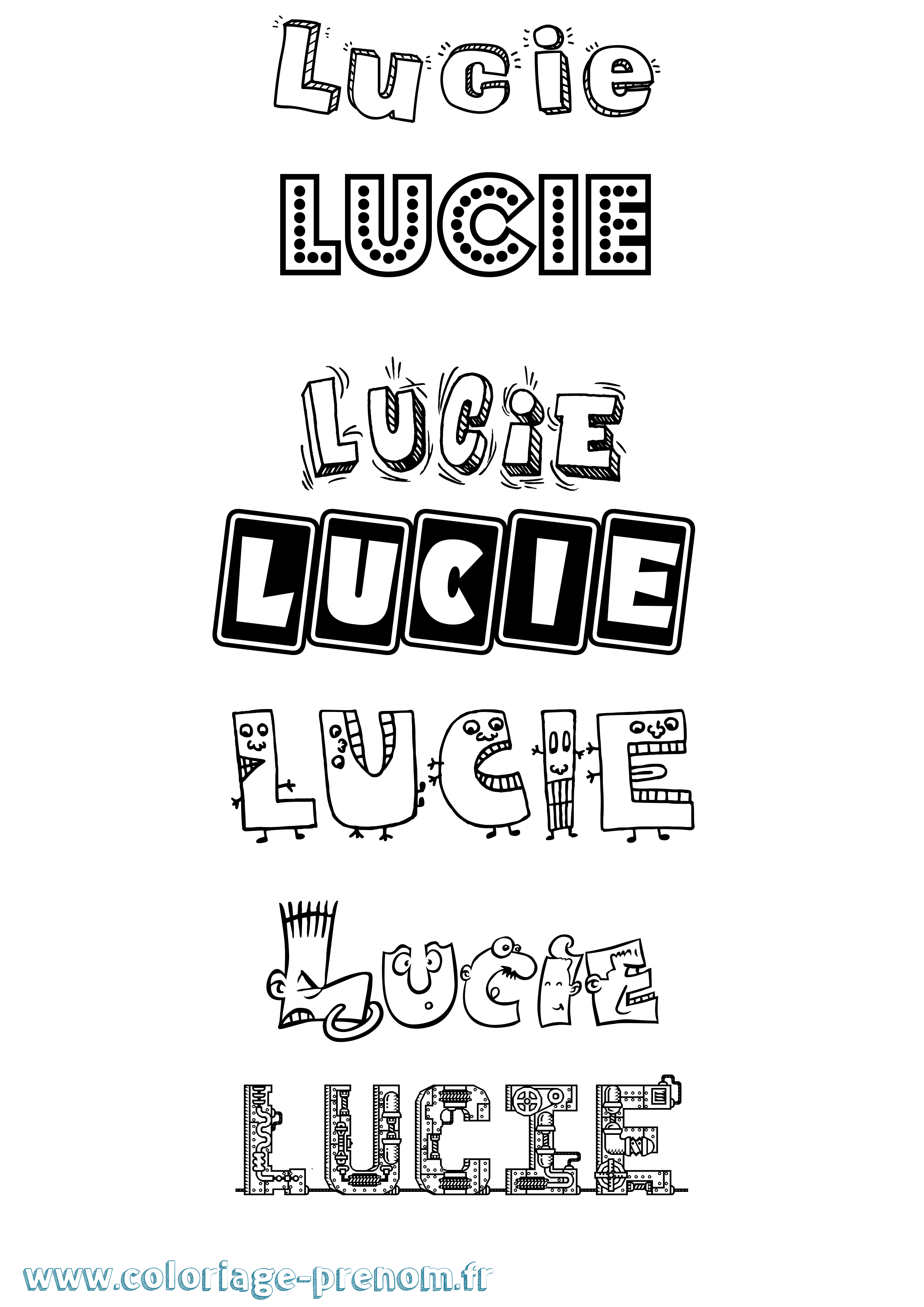 Coloriage prénom Lucie Fun