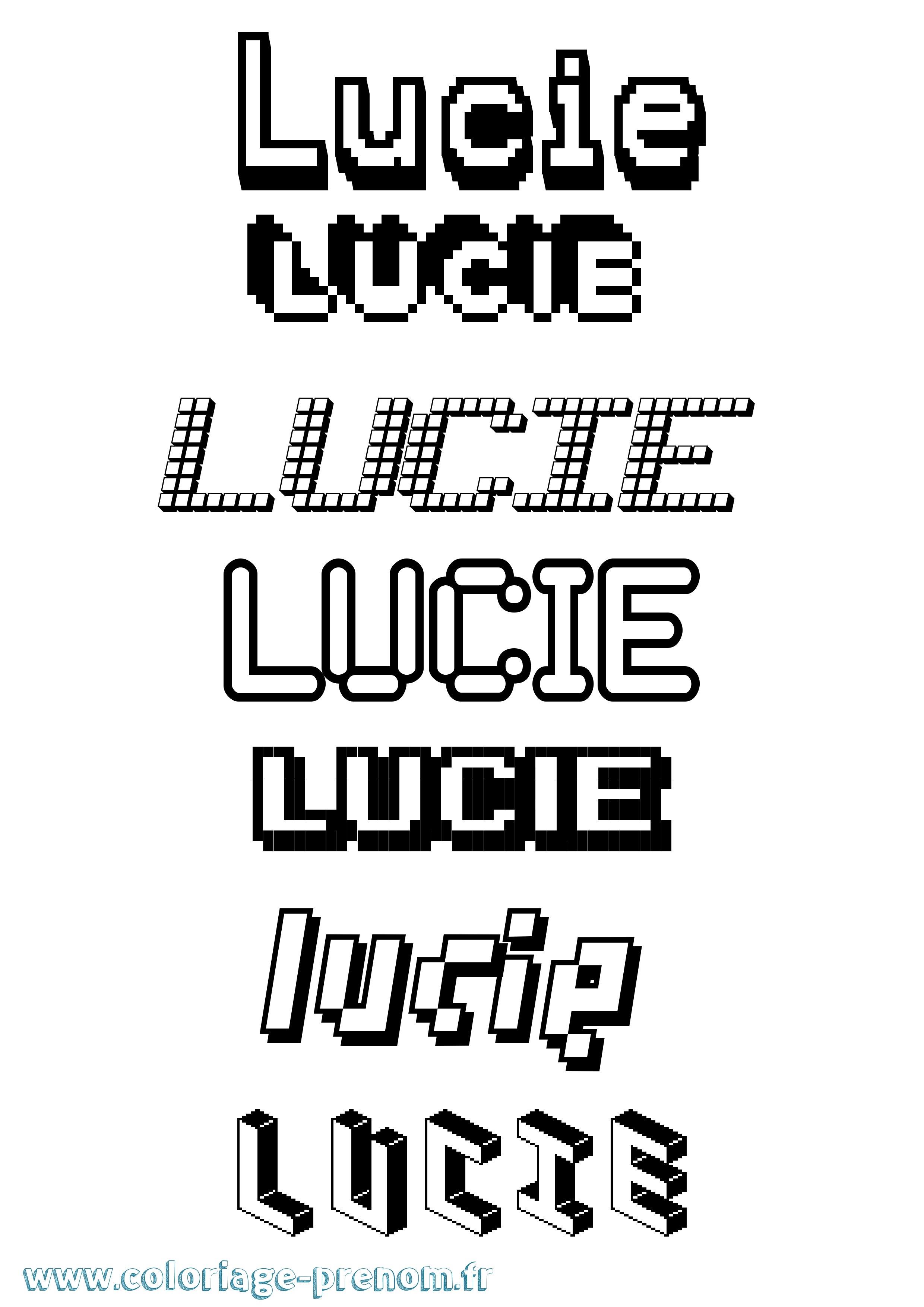Coloriage prénom Lucie Pixel