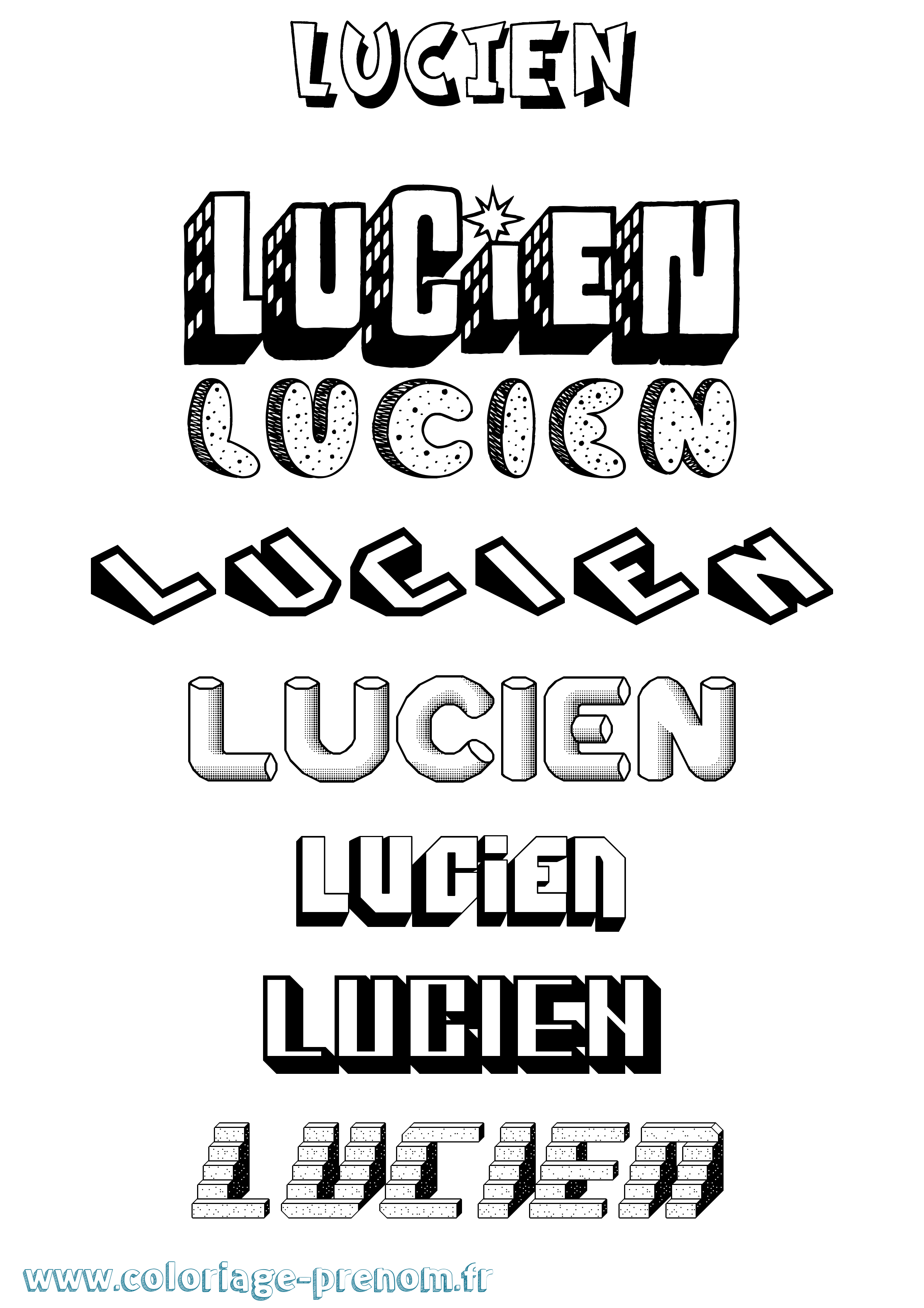 Coloriage prénom Lucien