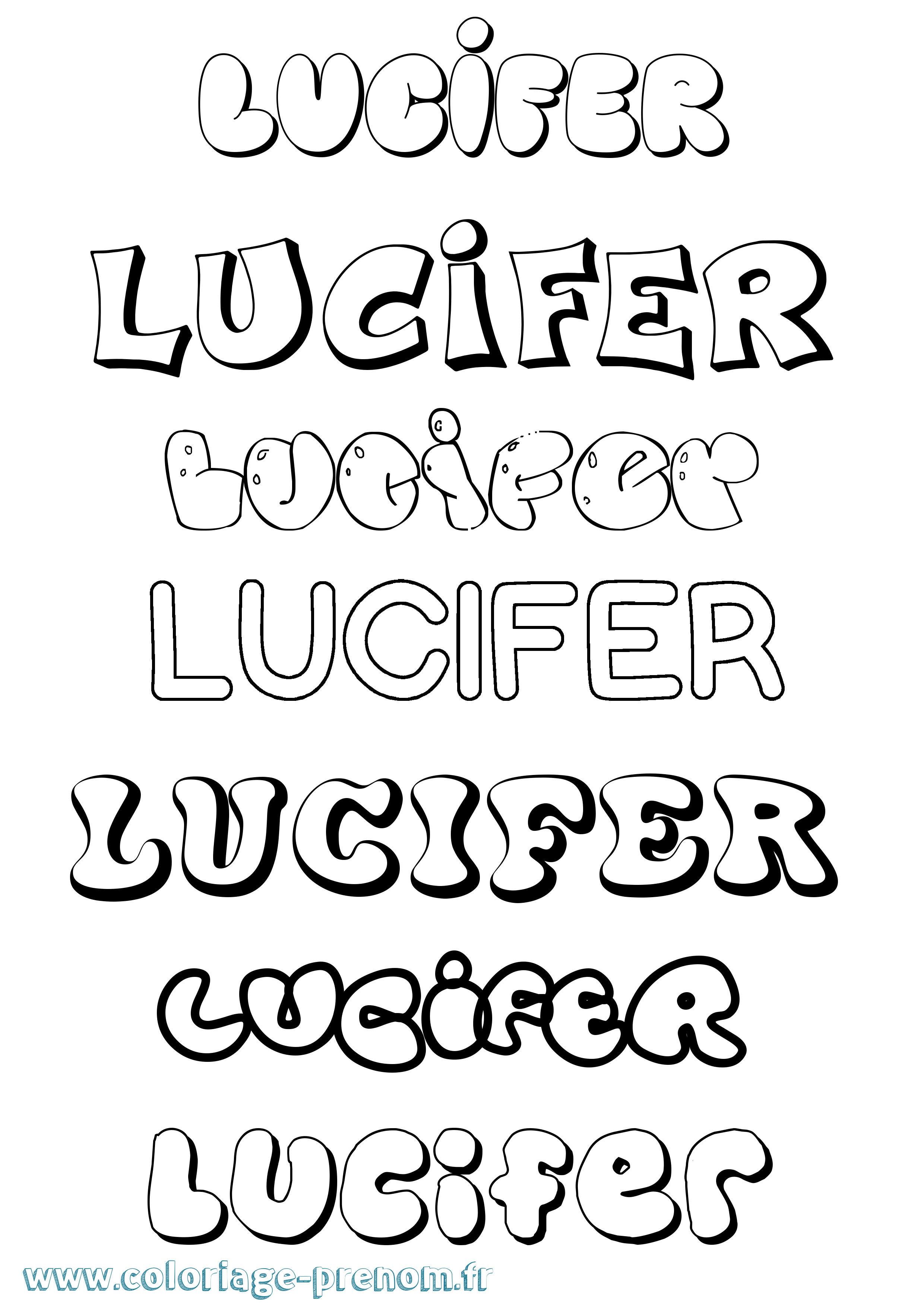 Coloriage prénom Lucifer Bubble