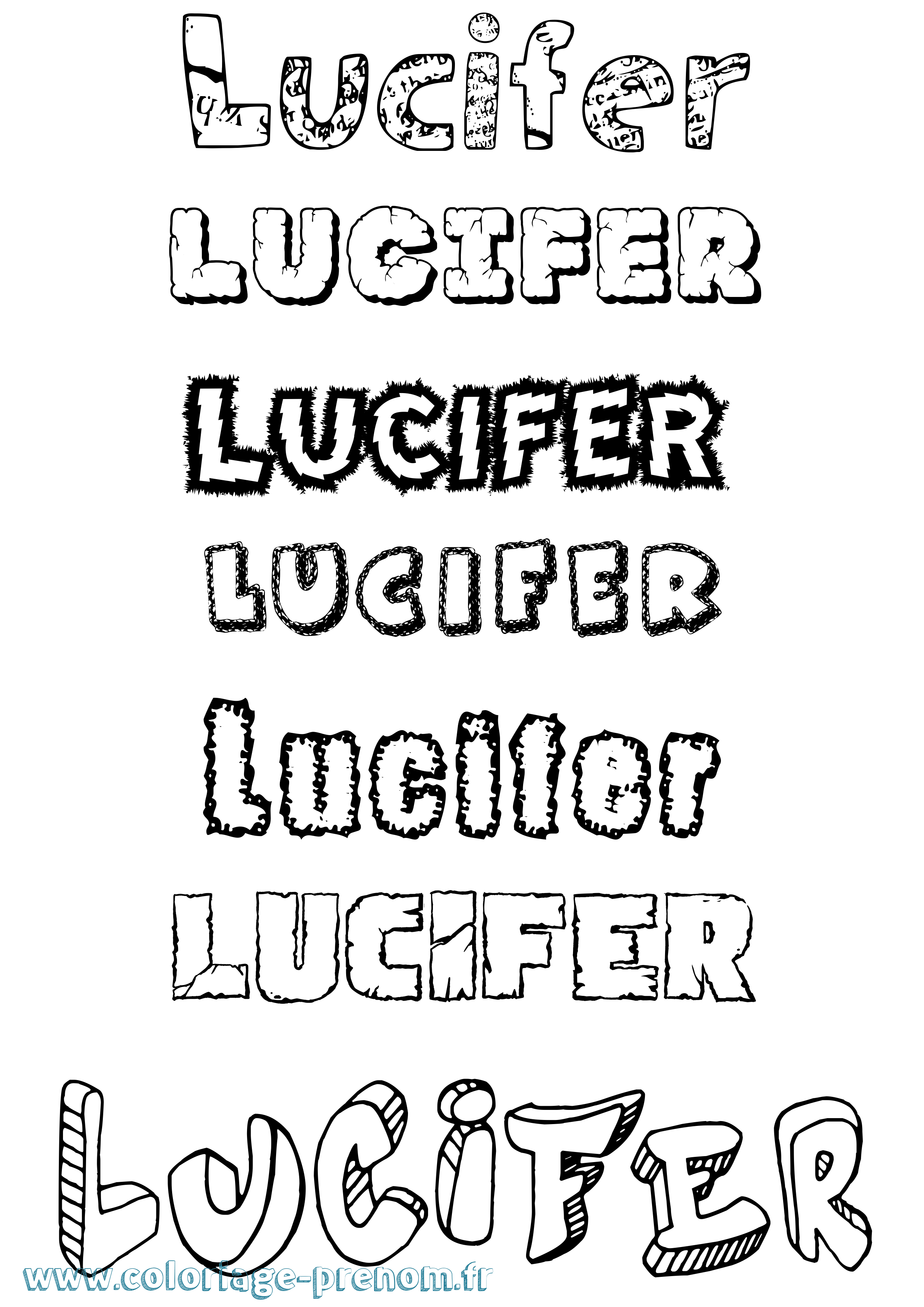 Coloriage prénom Lucifer Destructuré