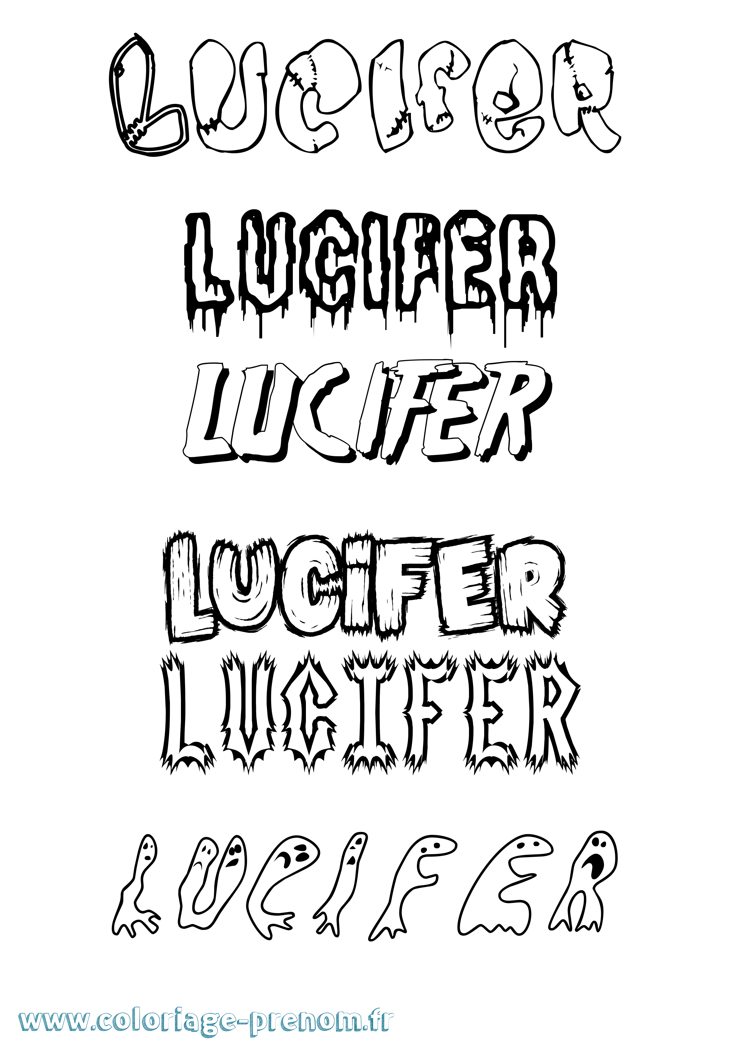 Coloriage prénom Lucifer Frisson