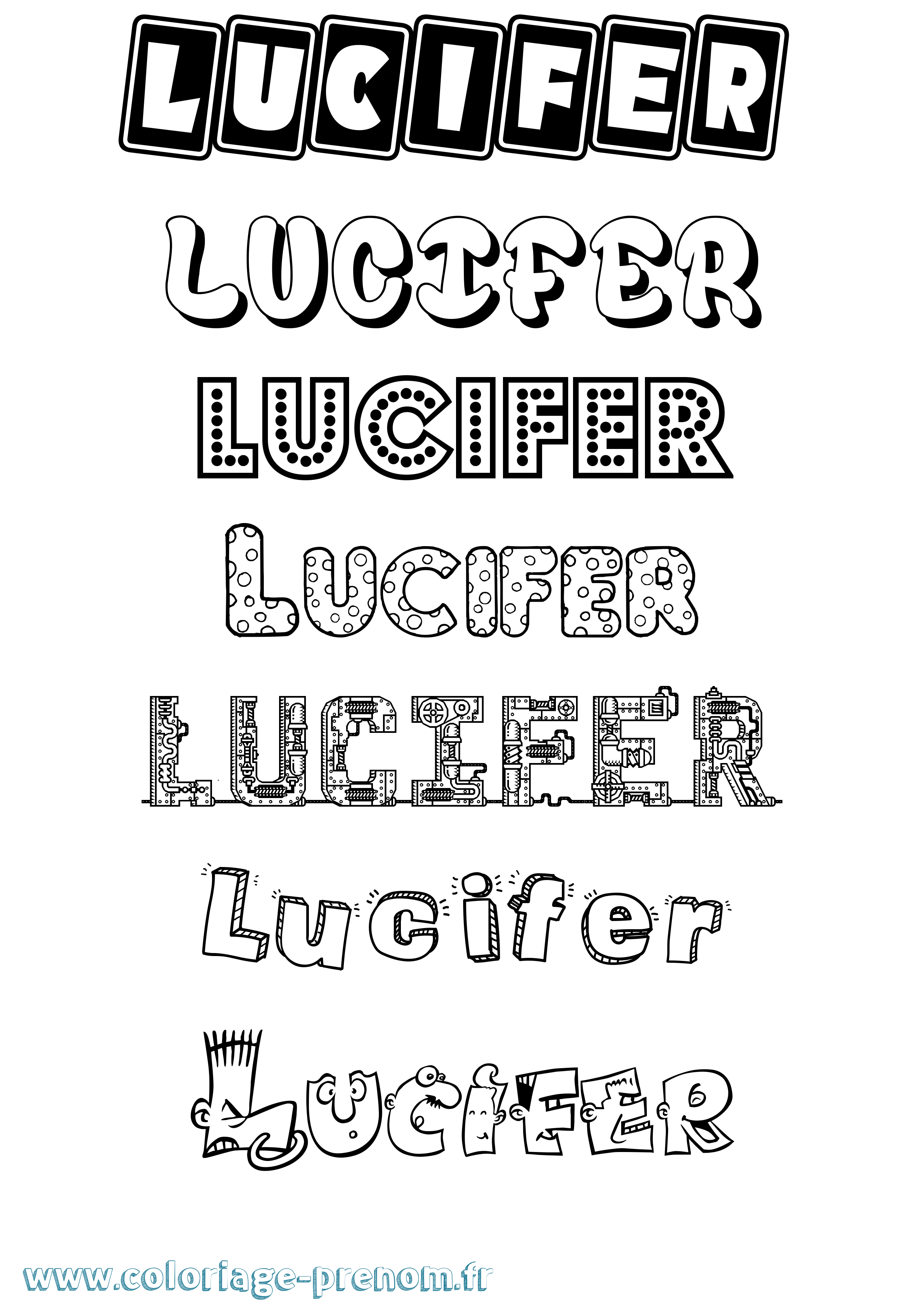 Coloriage prénom Lucifer Fun
