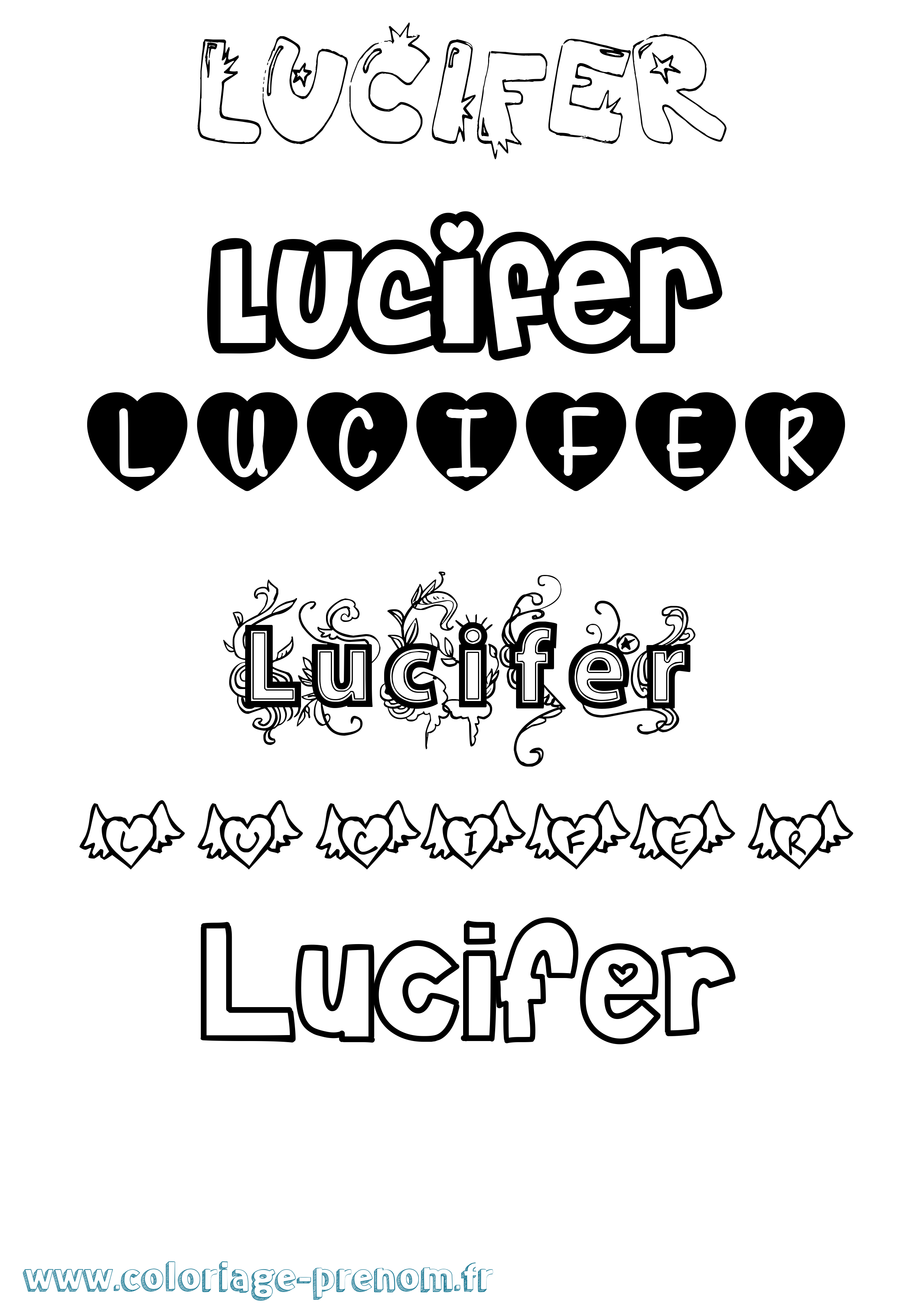 Coloriage prénom Lucifer Girly