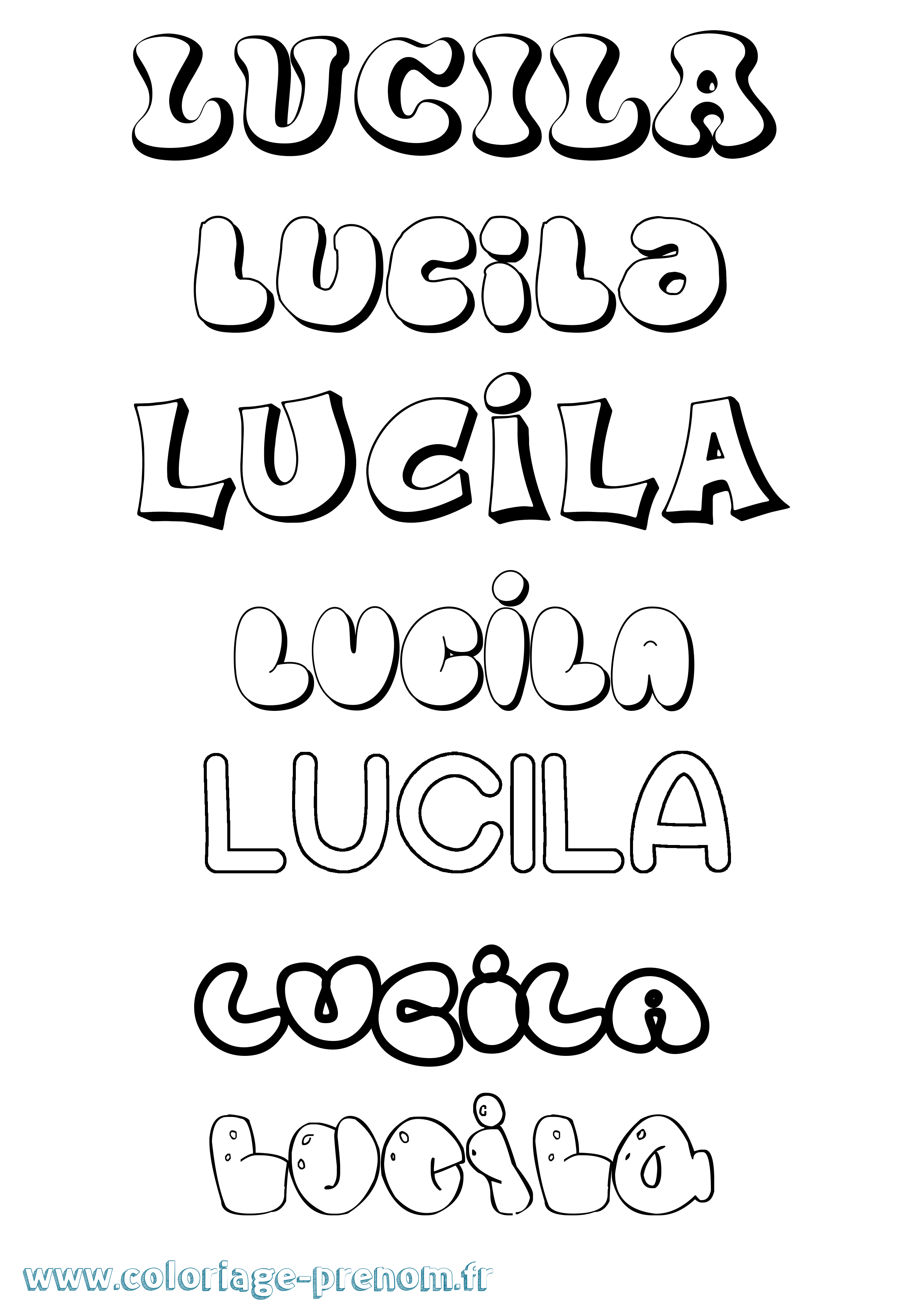 Coloriage prénom Lucila Bubble