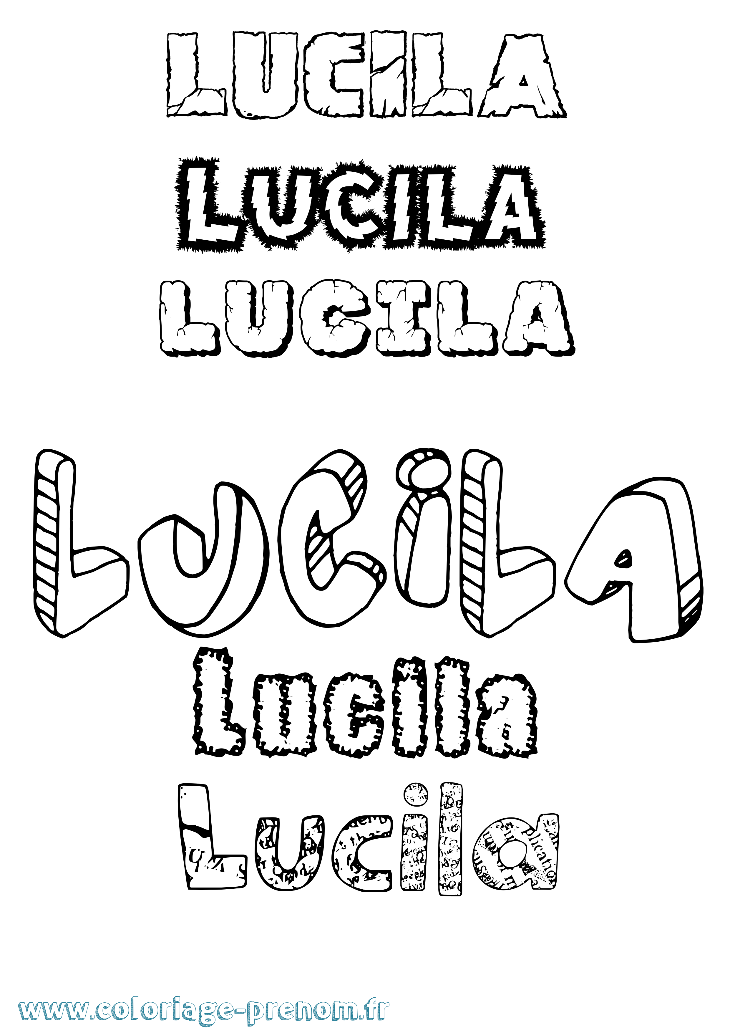Coloriage prénom Lucila Destructuré