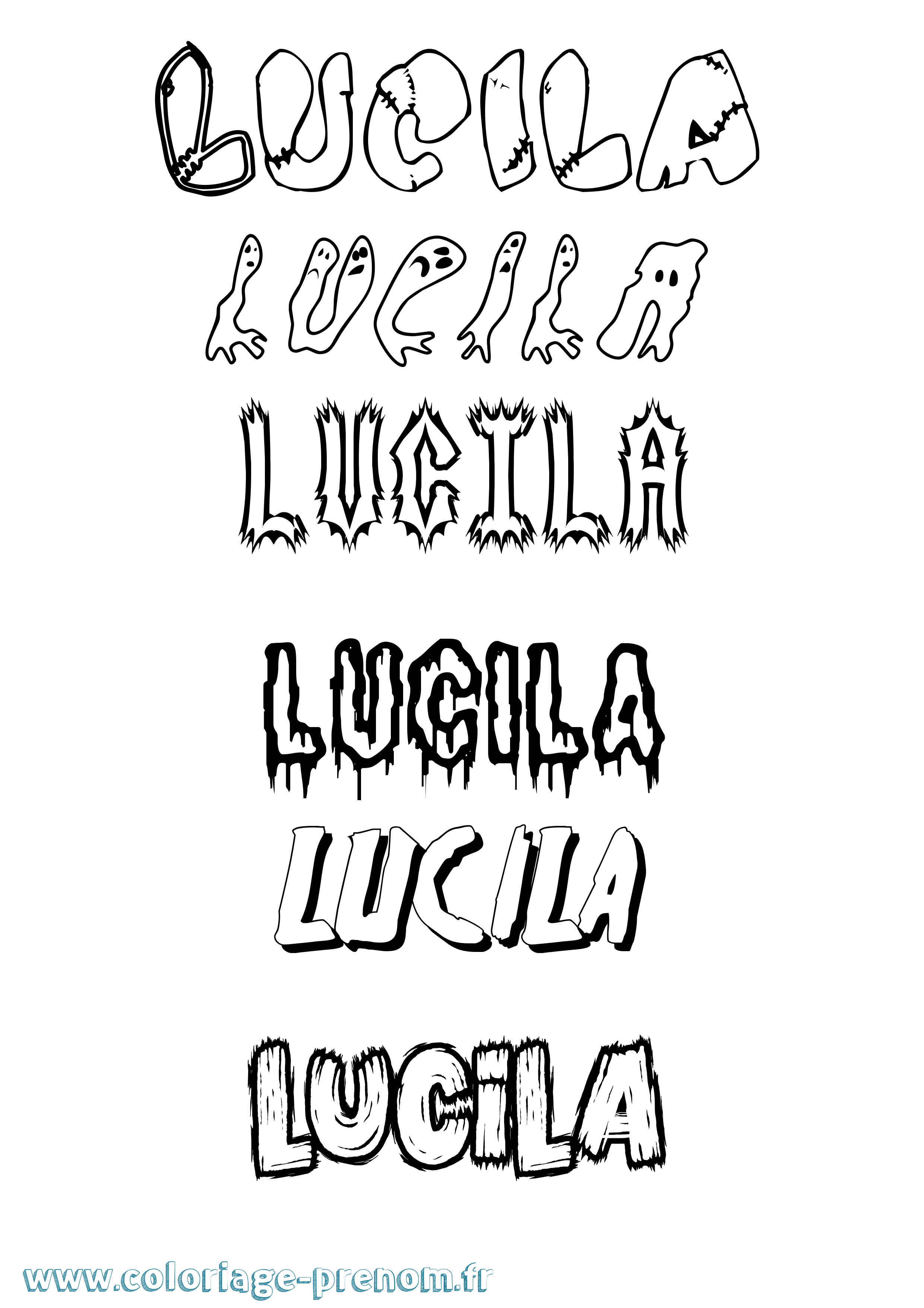 Coloriage prénom Lucila Frisson